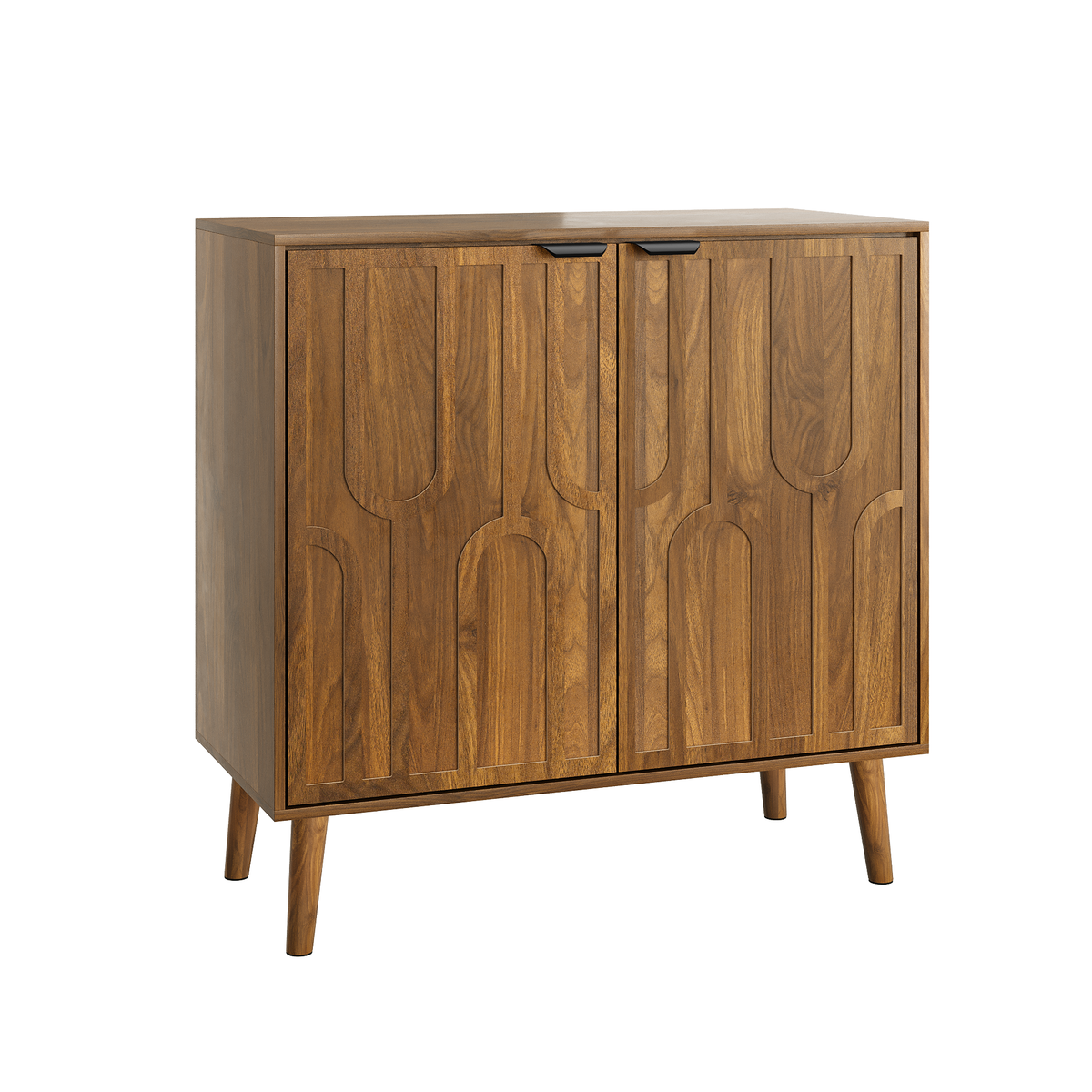 Farmhouse Coffee Bar Cabinet, 31.5" Walnut Sideboard with 2 Doors