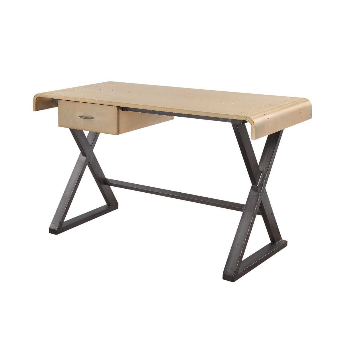 Writing Desk, 1 Drawer, 50 in, Gold