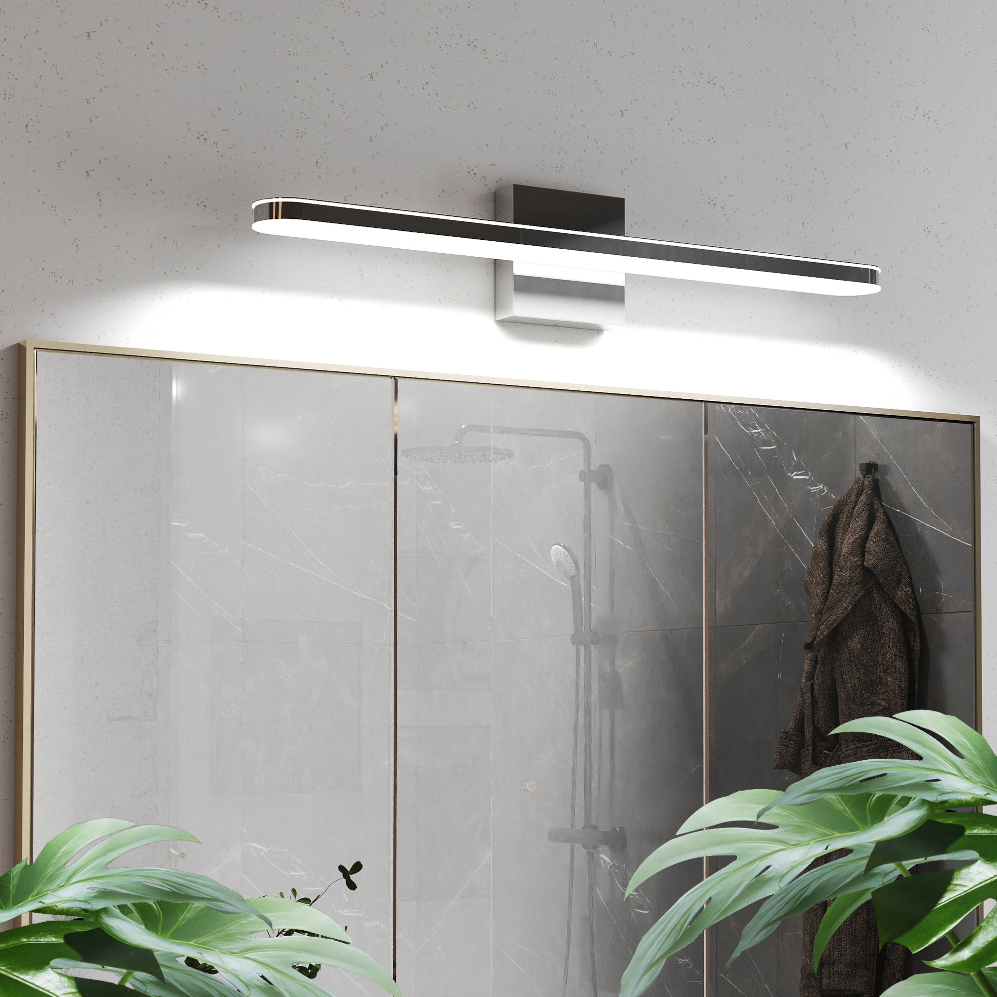 Chrome Modern LED Vanity Light, 24 in, Acrylic Shade