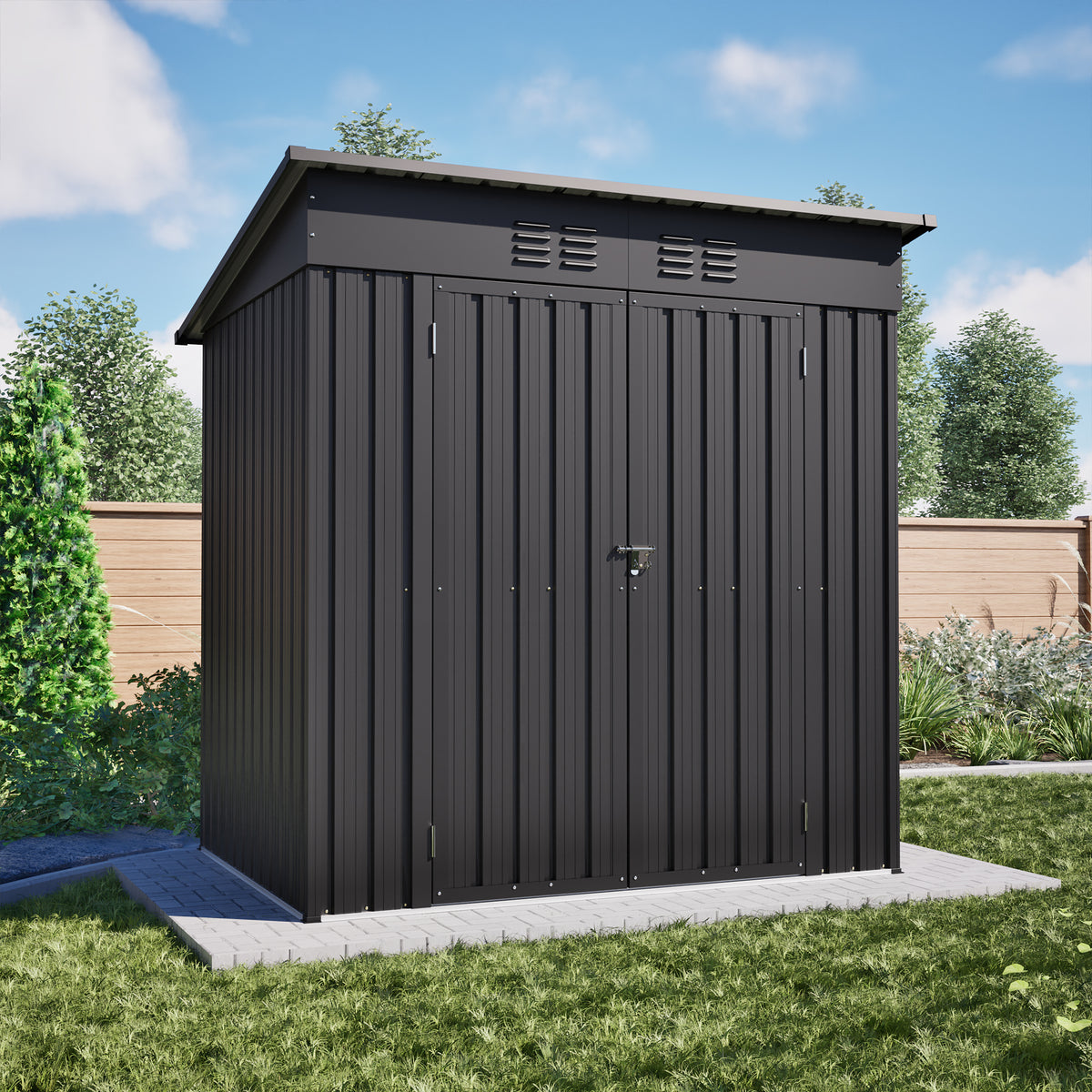 4x6 ft Black Metal Storage Shed