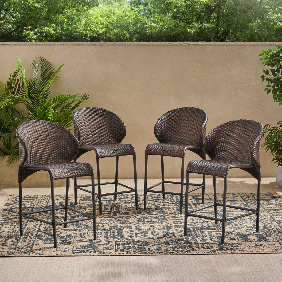 Wicker Outdoor Counter Stool, Set of 4