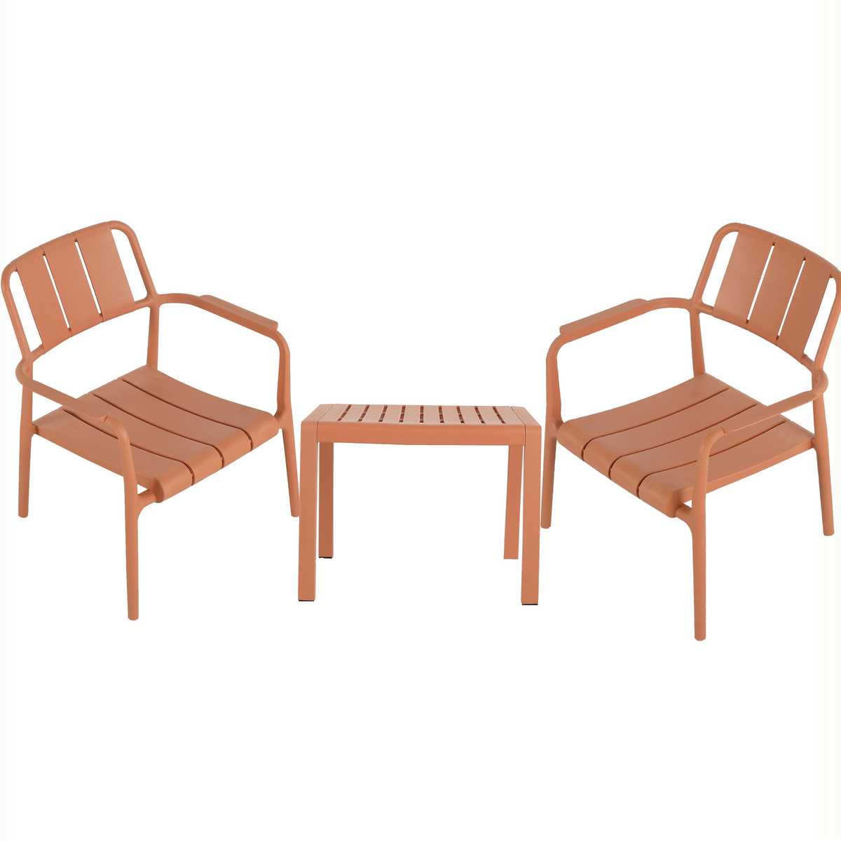 Brown Resin 3-Piece Patio Conversation Set for 2