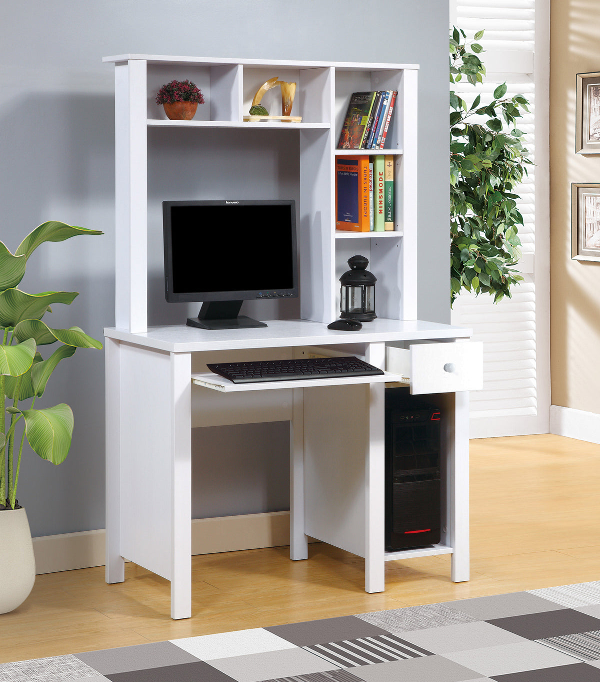 Computer Desk with Hutch, 39 in, White