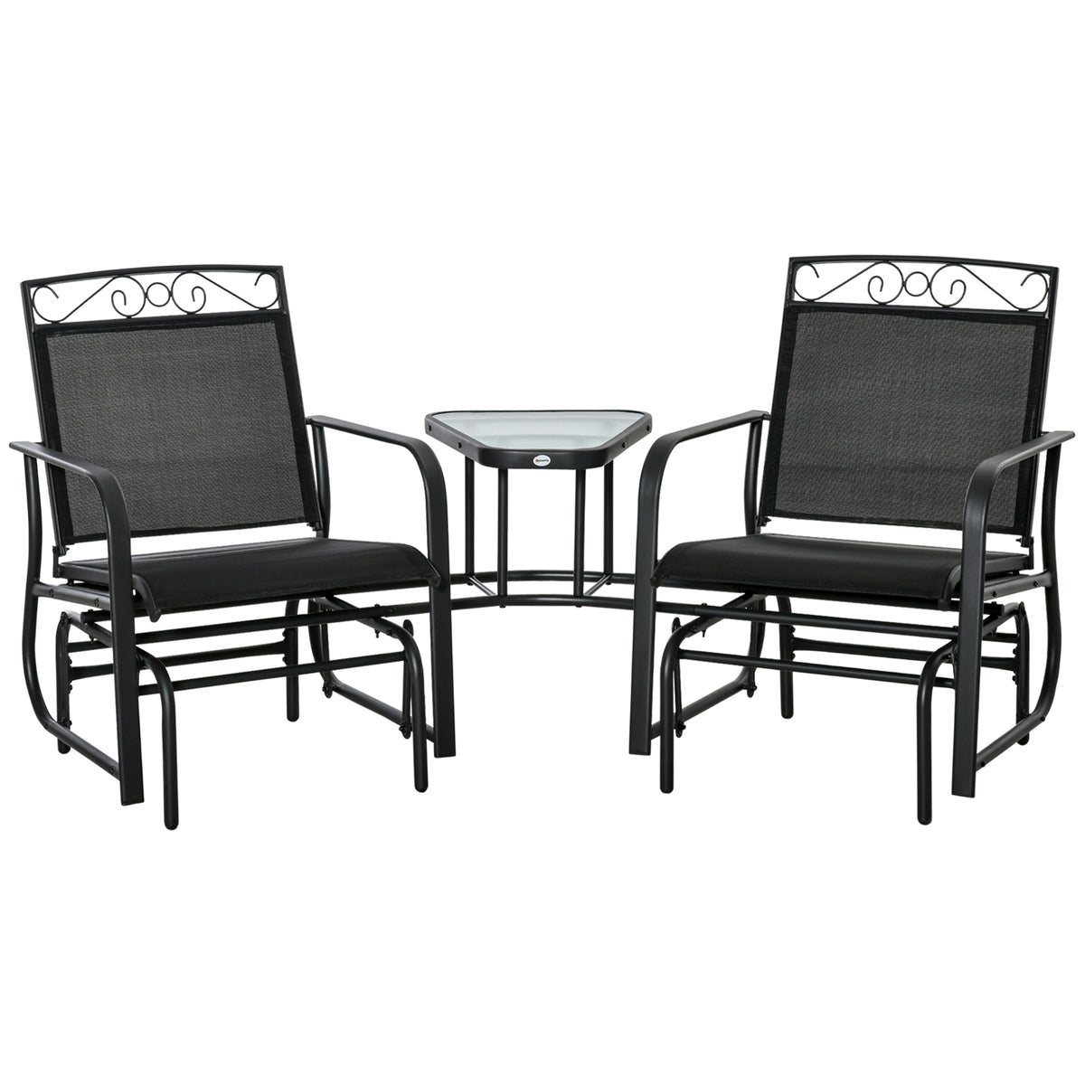Black Metal Patio Conversation Set for 2