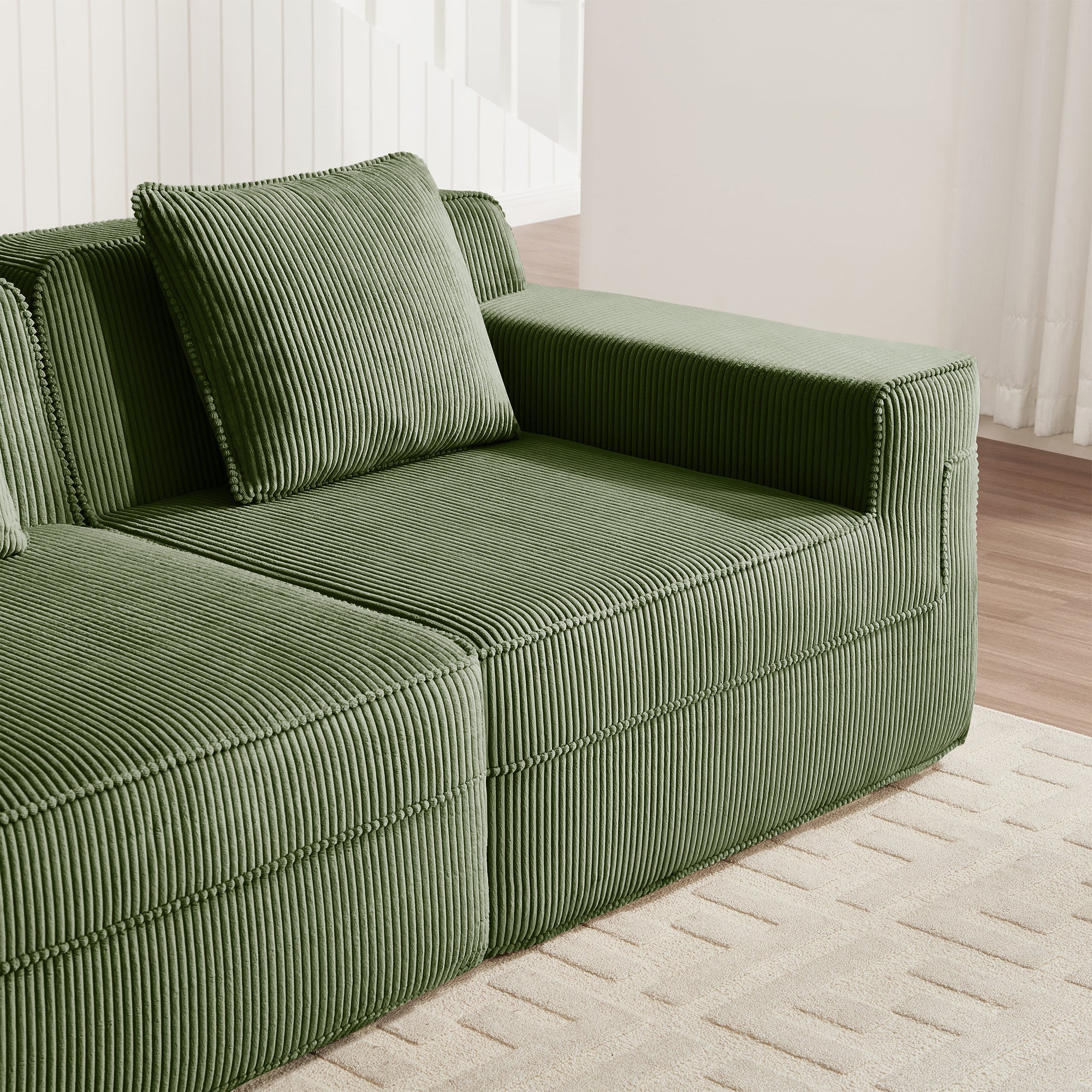 Hudson 2-Seat Boneless Couch in Olive #Color_Olive