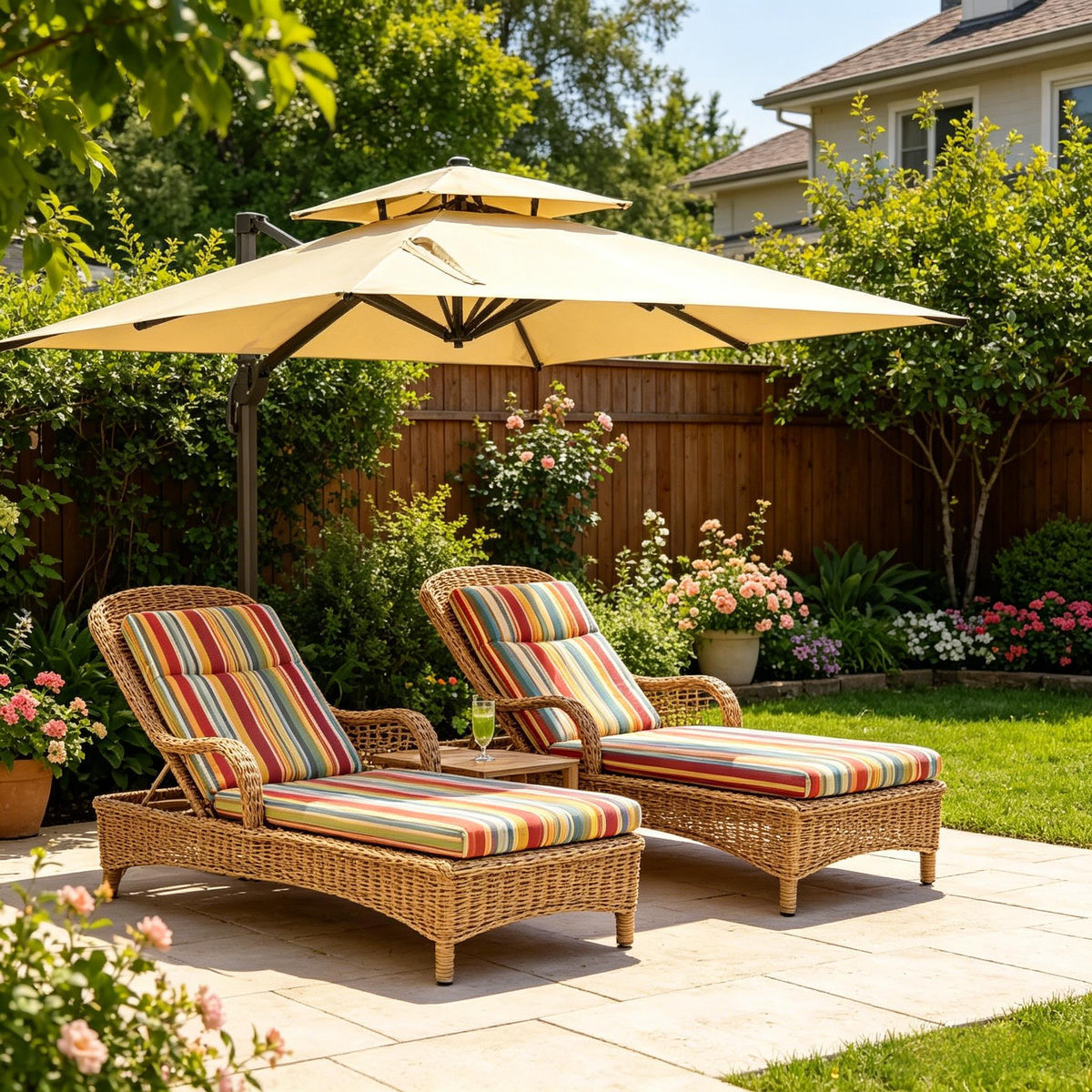 Beige Cantilever Patio Umbrella