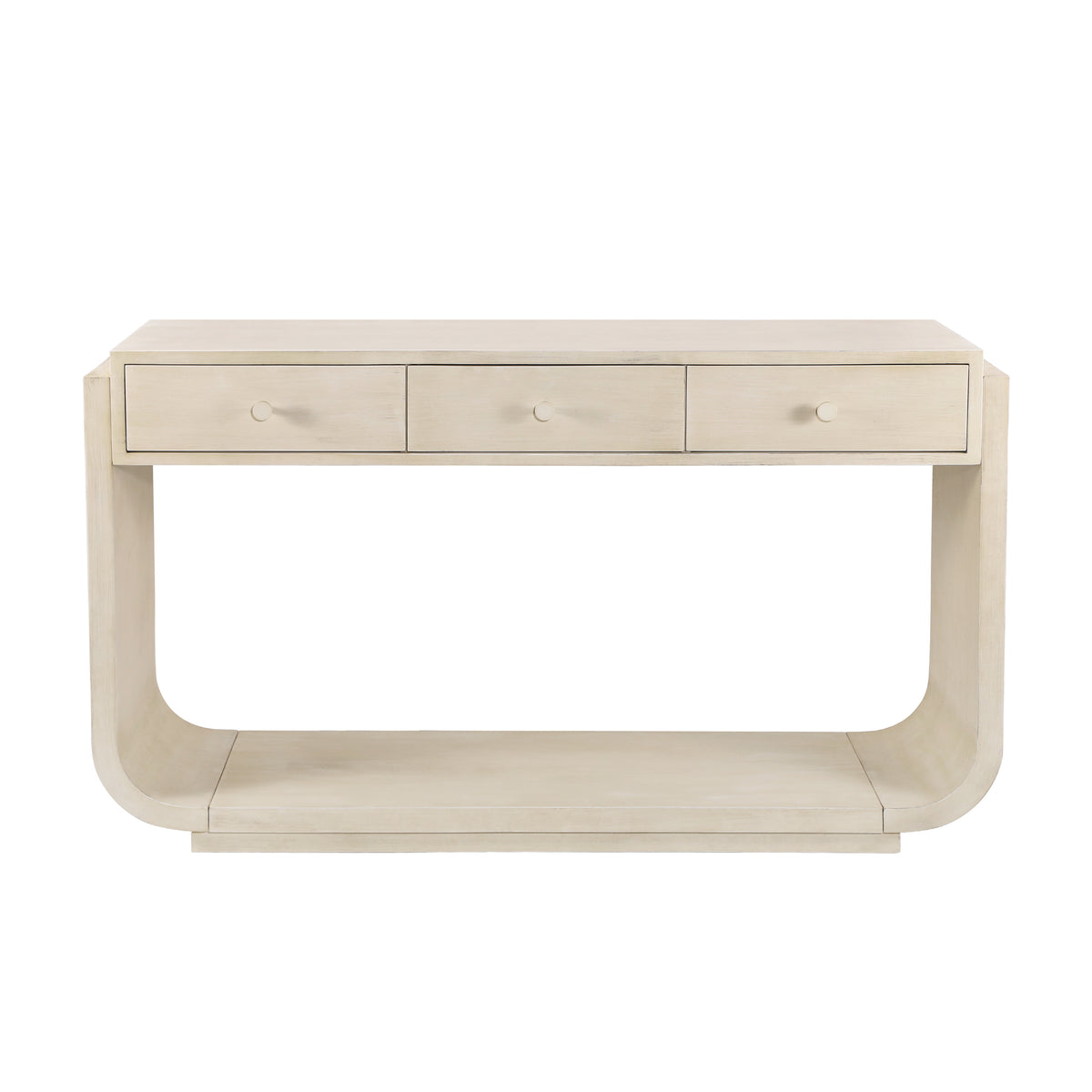 Beige Entryway Console Table, 3 Drawers, 55 in Wide