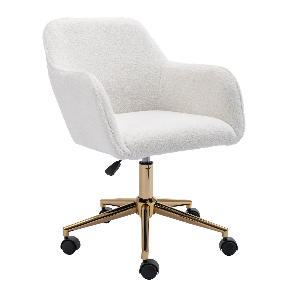 White Teddy Fabric Office Chair with Gold Base, 250 lb