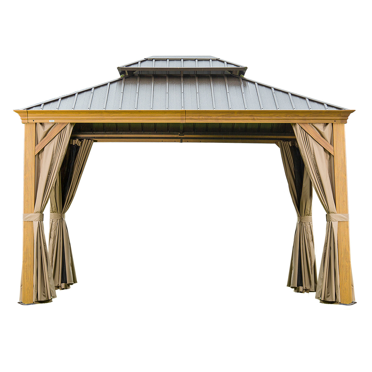 10x12 ft Yellow Brown Aluminum Double Roof Hardtop Gazebo