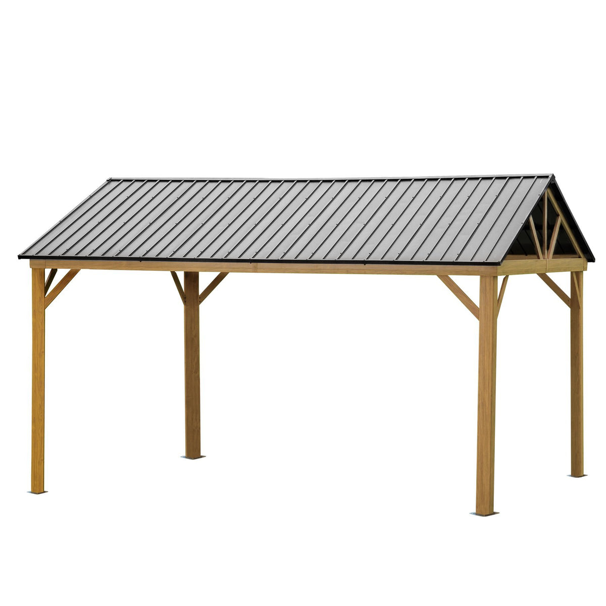 12x14 ft Yellow Brown Aluminum Hardtop Gazebo