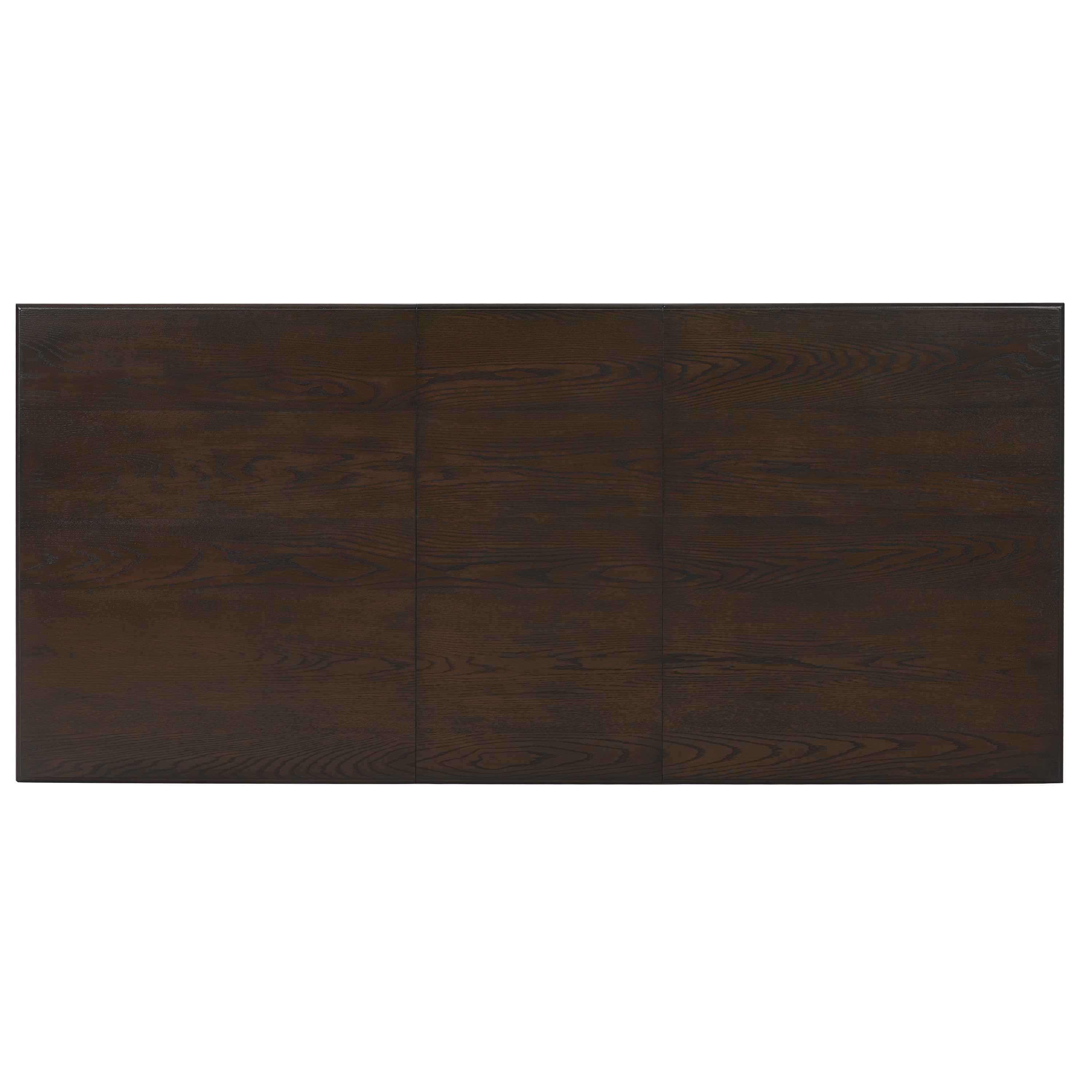 Overhead top-down view of the espresso oak veneer tabletop showing wood grain, plain white background