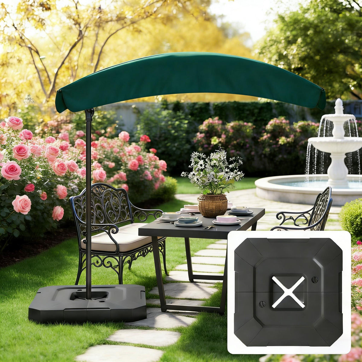 Black HDPE Cantilever Umbrella Base Weights, Set of 2