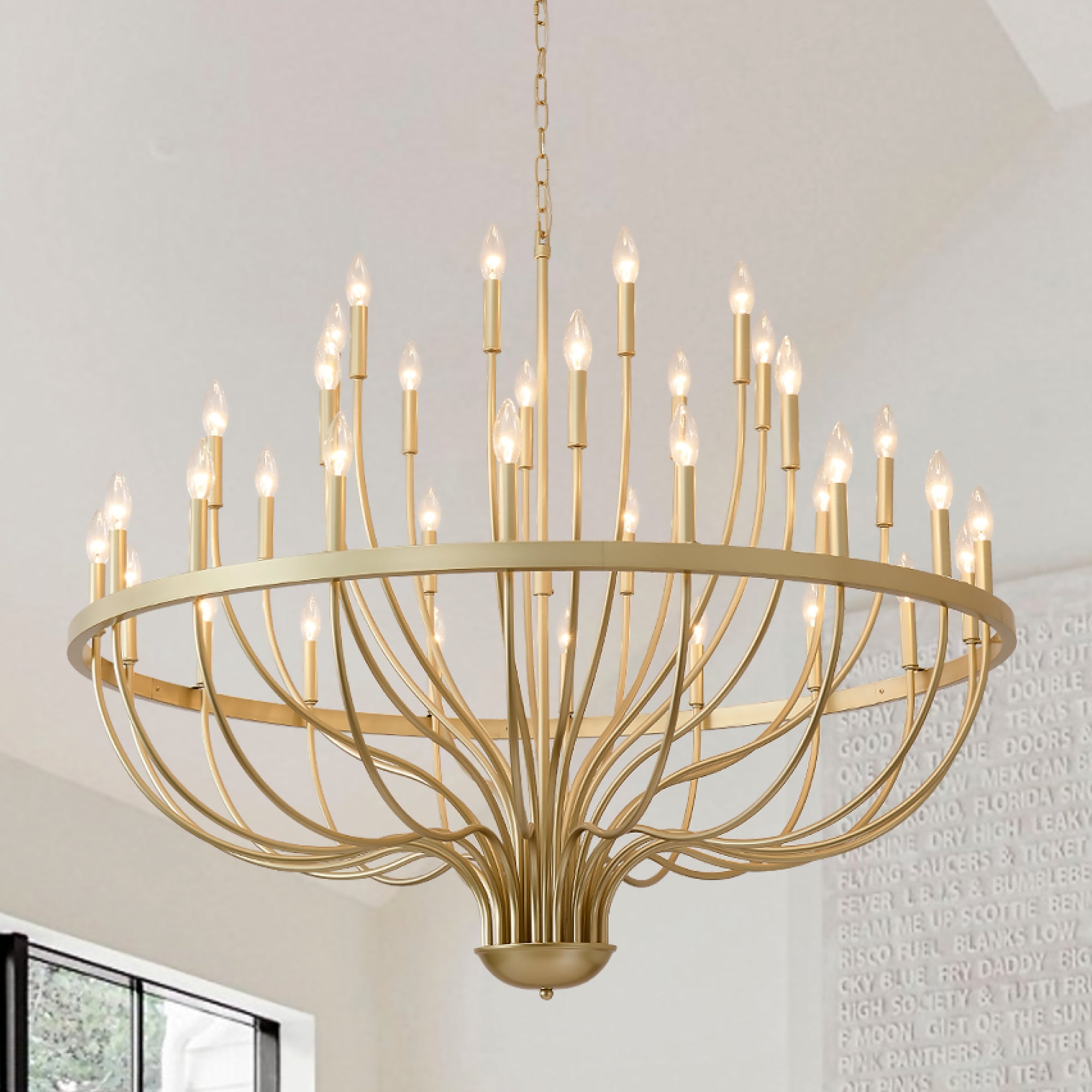 Gold Farmhouse 36-Light Chandelier, 47 in