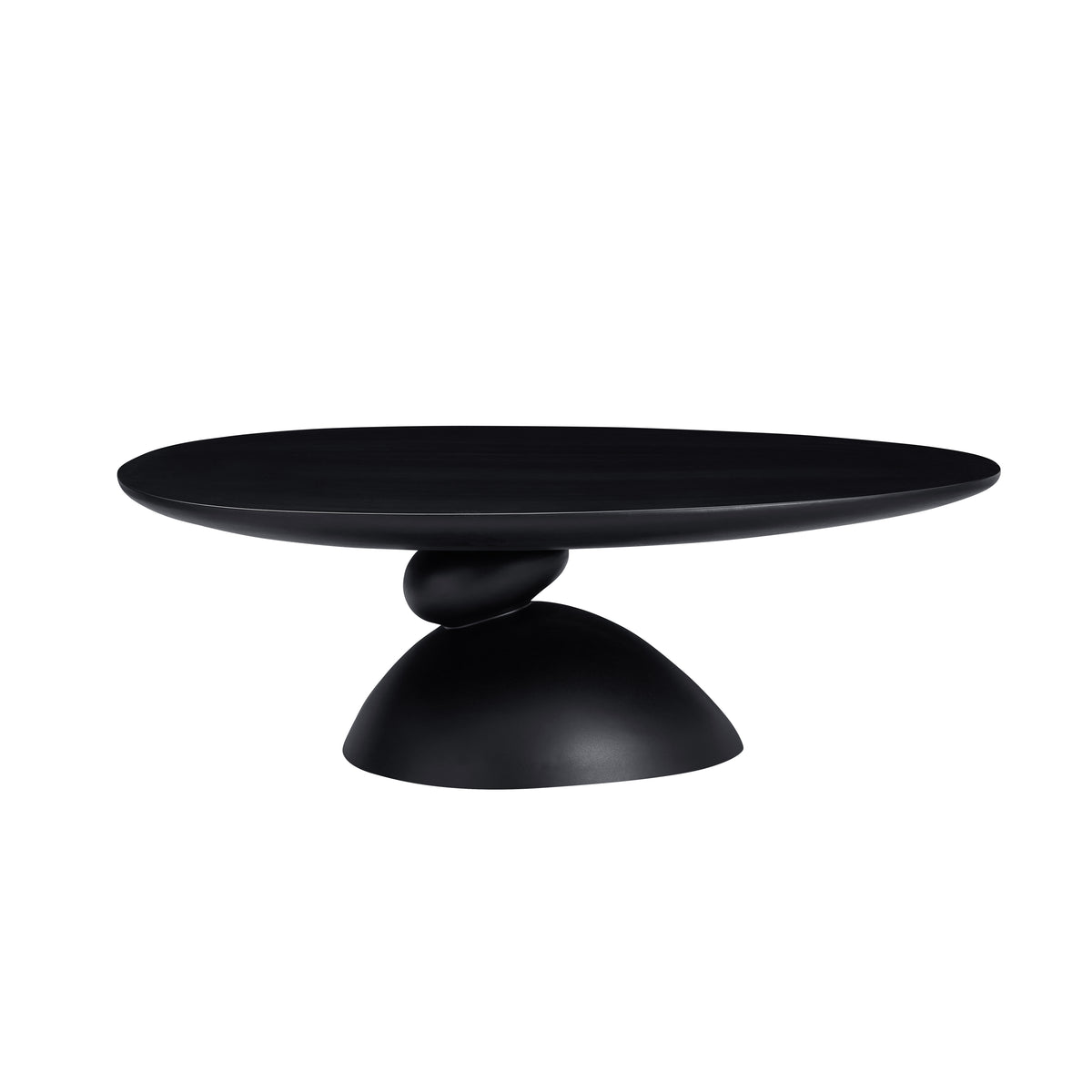 Black Fiberglass Sculptural Oval Coffee Table, 47.2 in