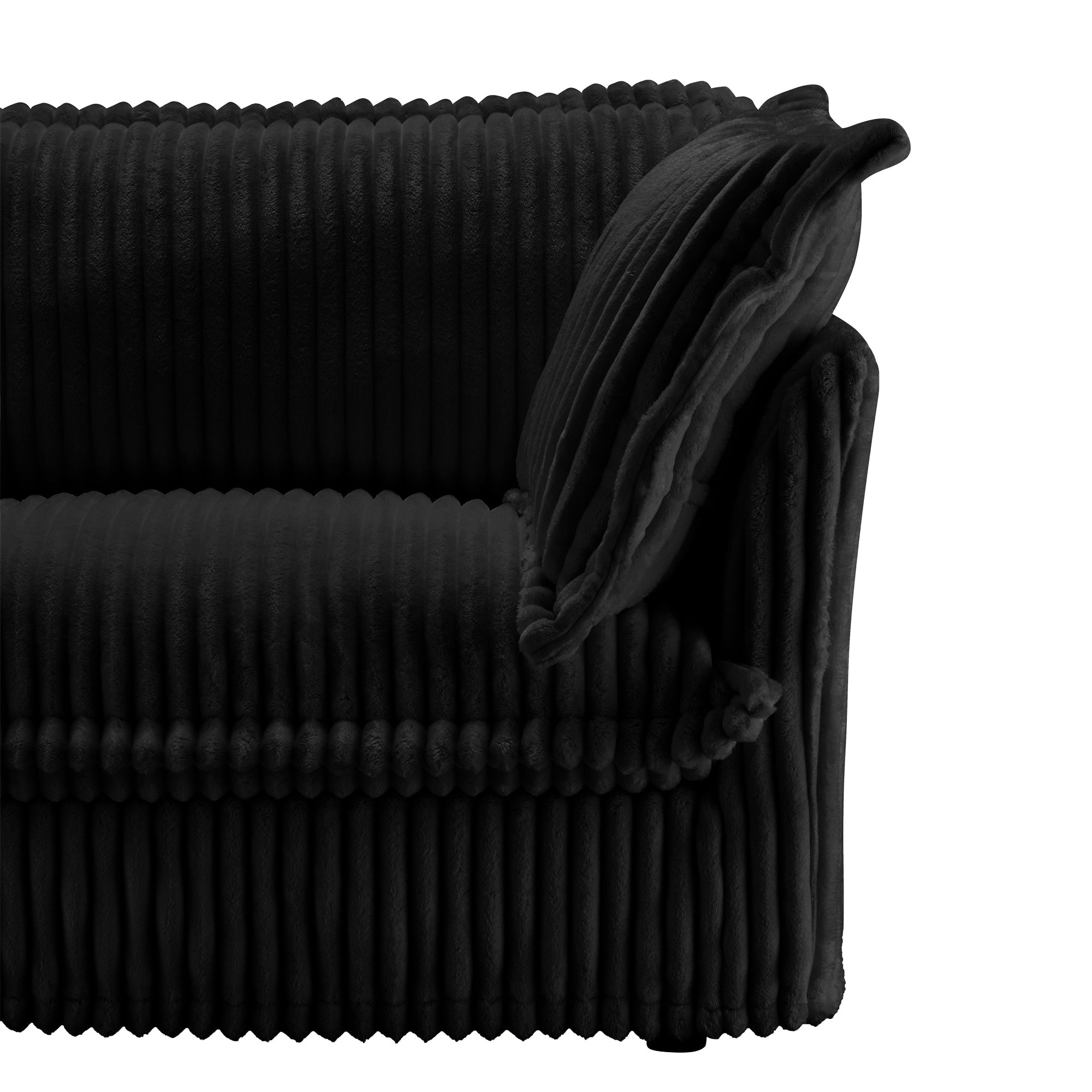 Fluffy Lounge Chair in Corduroy Black #Fabric_Corduroy Black