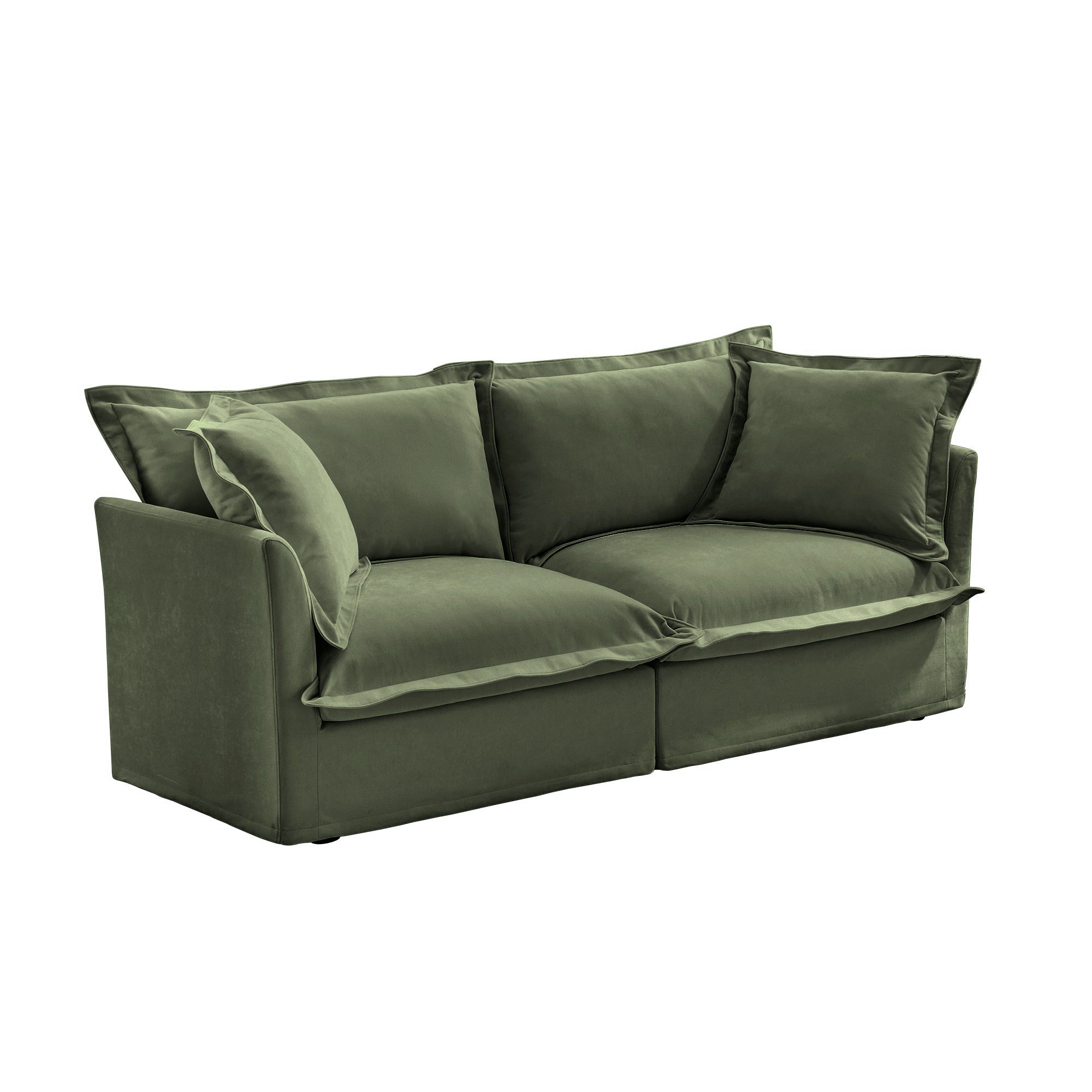 Fluffy 2-Seat Modular Sofa in Chenille Olive #OttOnly_0 #Fabric_Chenille Olive