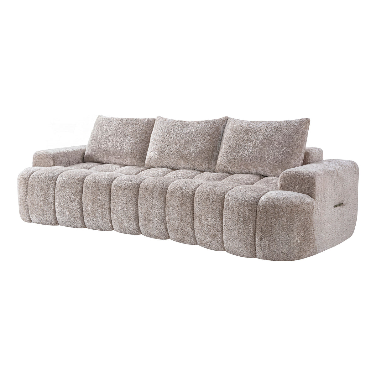 Camel Boucle Sectional Couch, No Assembly, 100 in Wide