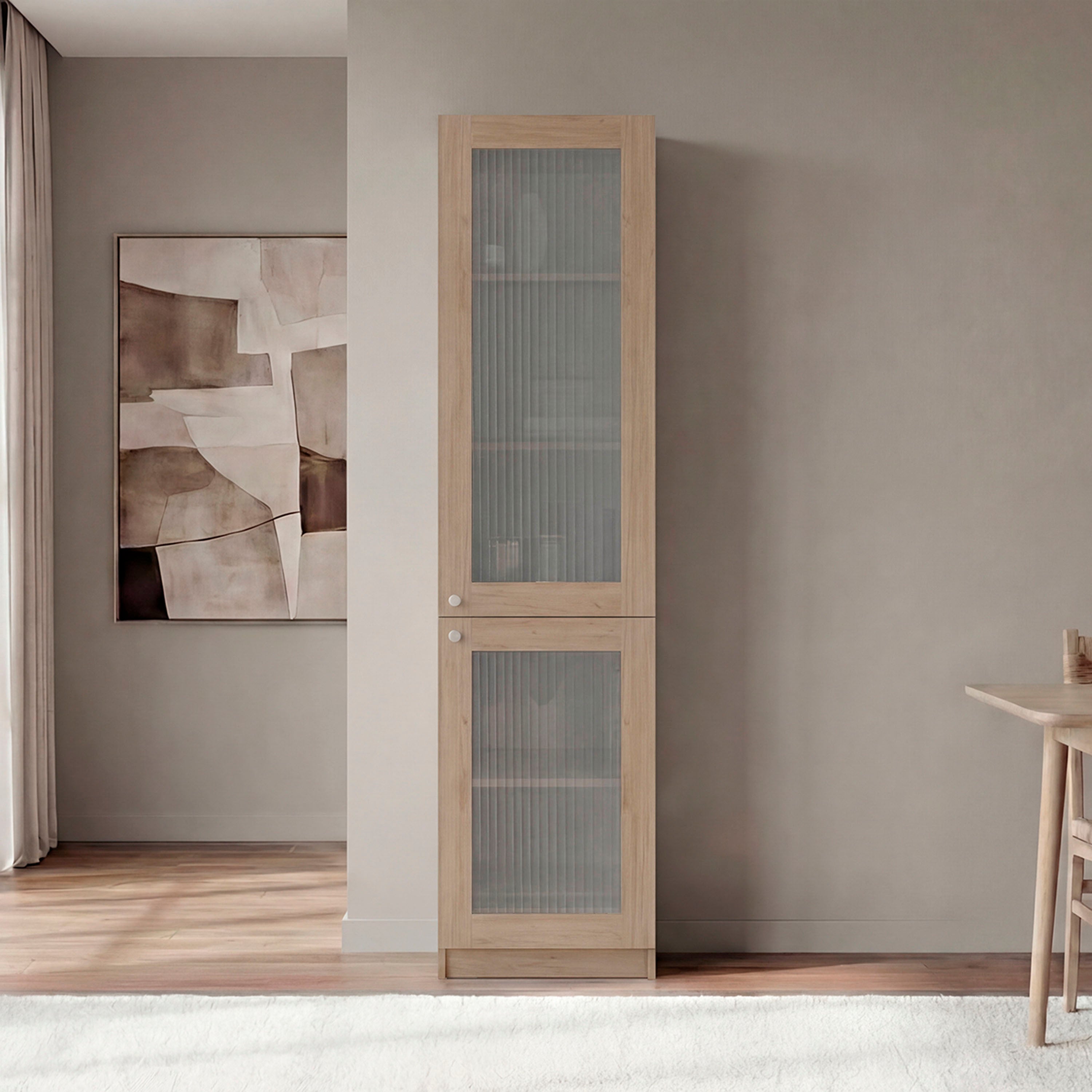 Fluted Bookcase, 2 Doors, 71.1 in Tall, Natural