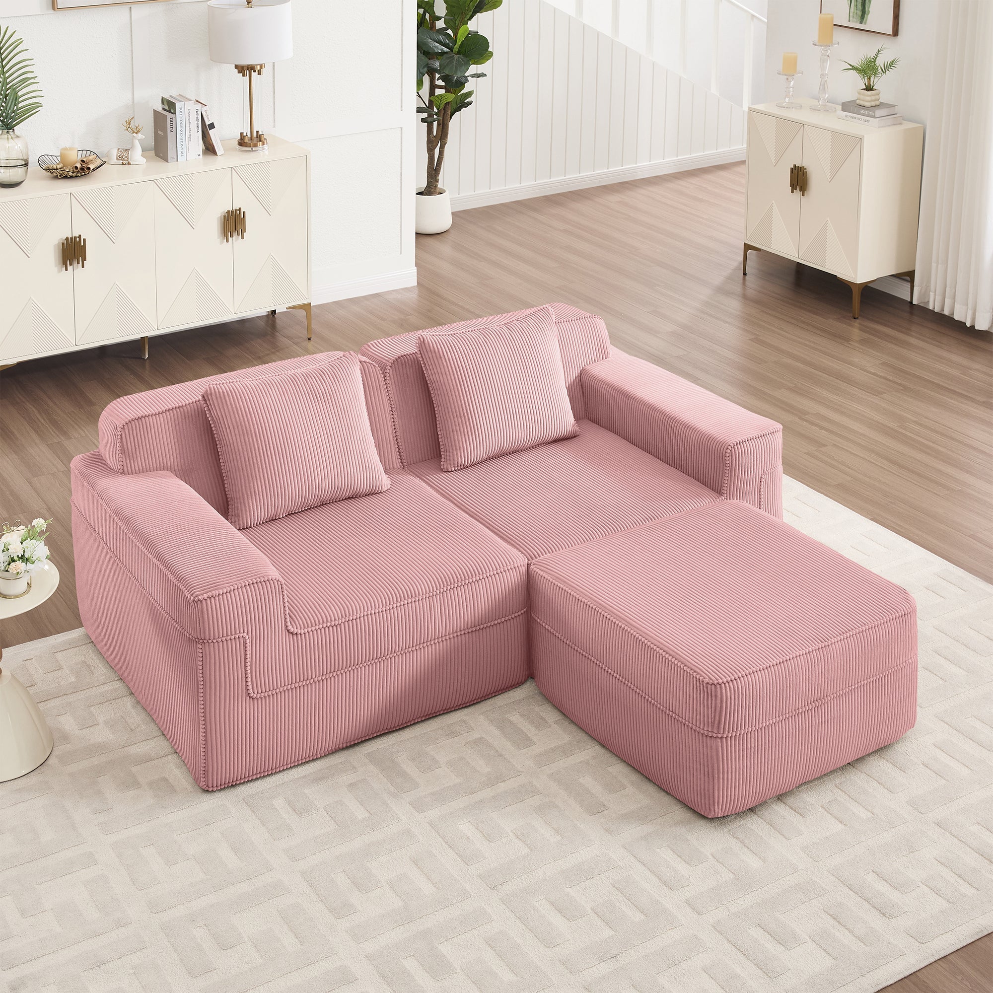 Hudson 2-Seat Boneless Couch in Pink #OttOnly_1 #Color_Pink