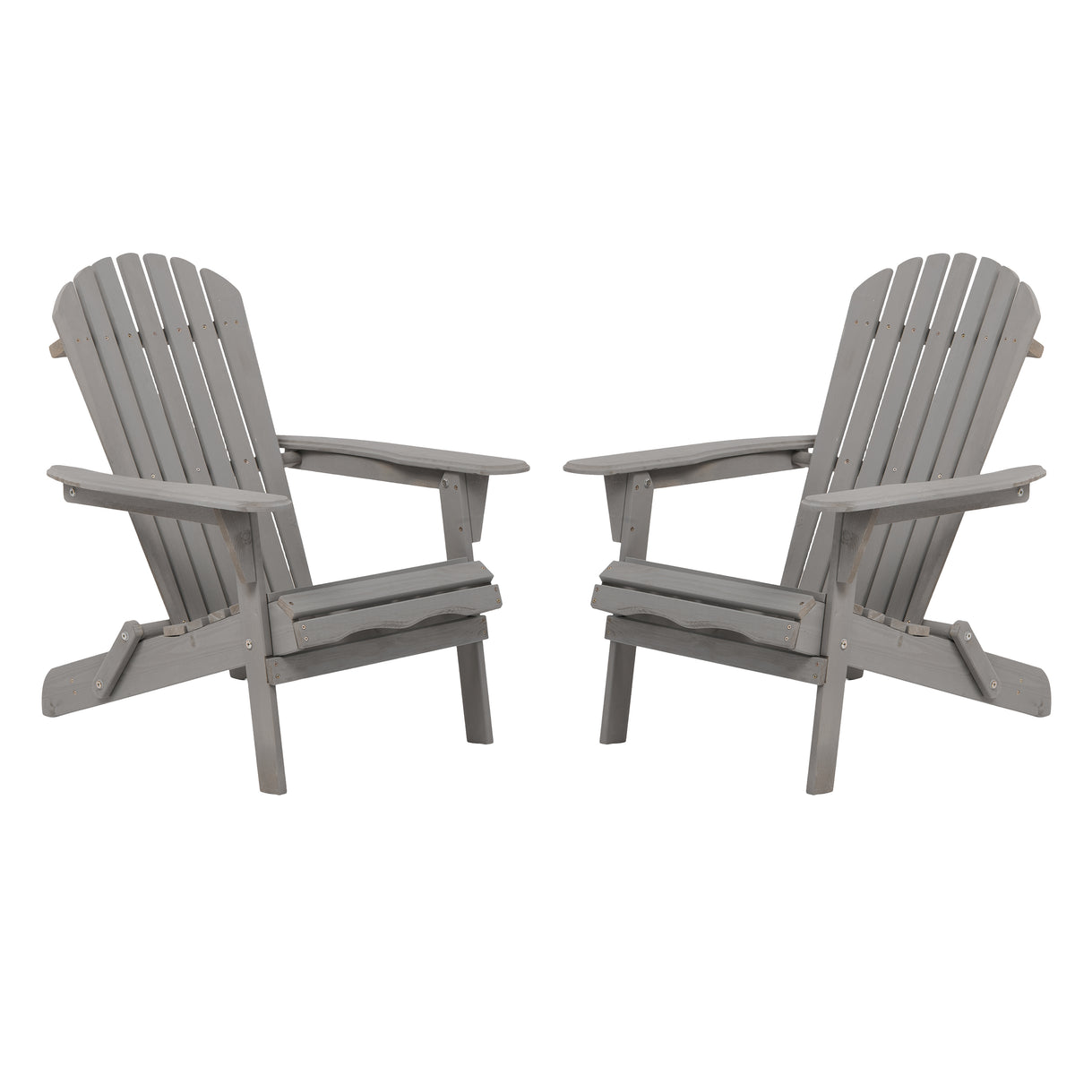 Gray Solid Wood Folding Adirondack Chair, Set of 2