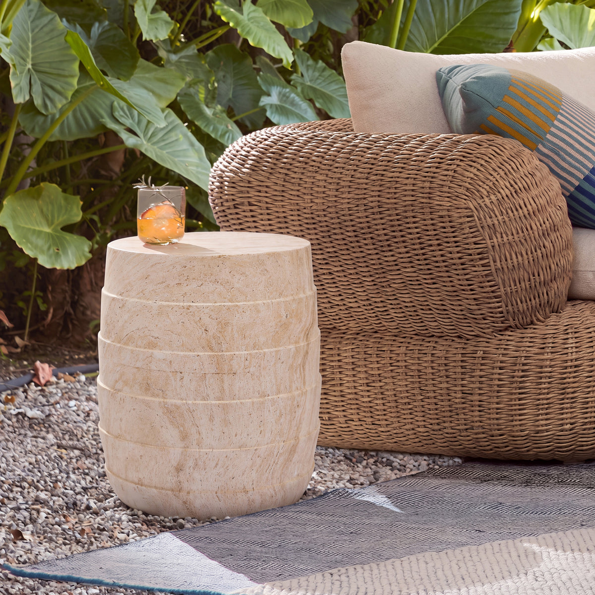 Beige Outdoor Side Table, 18.3 in Tall