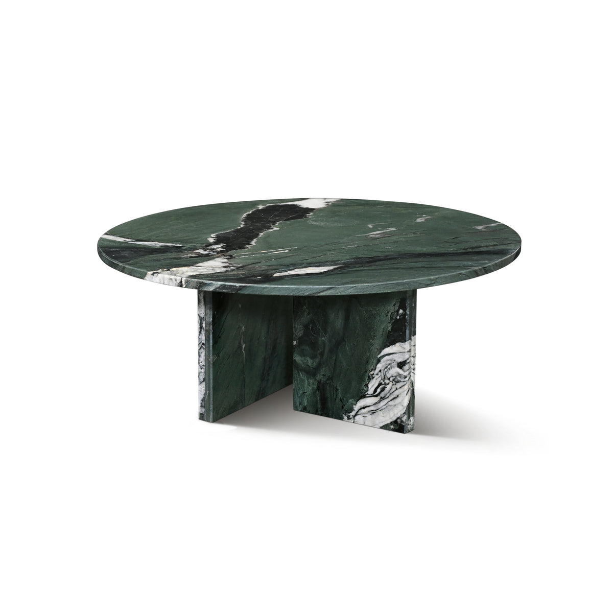 Green Natural Marble Round Coffee Table, 27.6 in