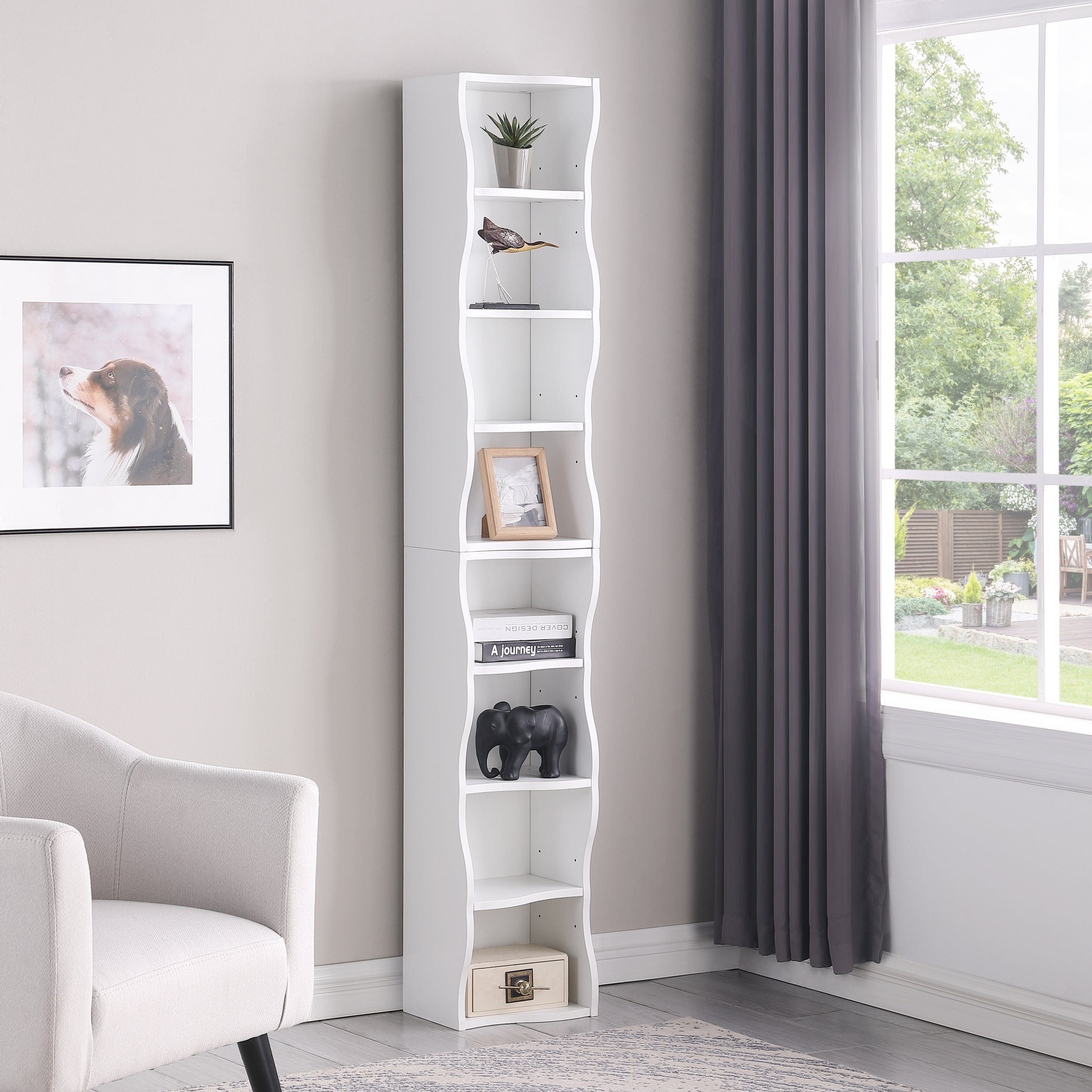 Iron Bookcase, 70.9 in Tall, White