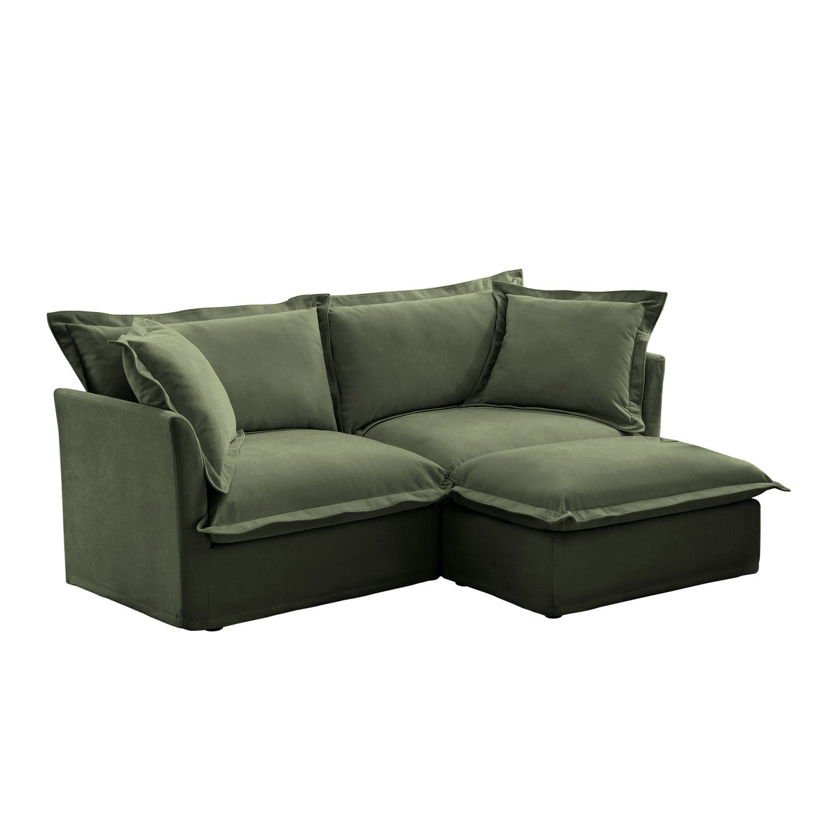 Fluffy 2-Seat Modular Sofa in Chenille Olive #OttOnly_1 #Fabric_Chenille Olive