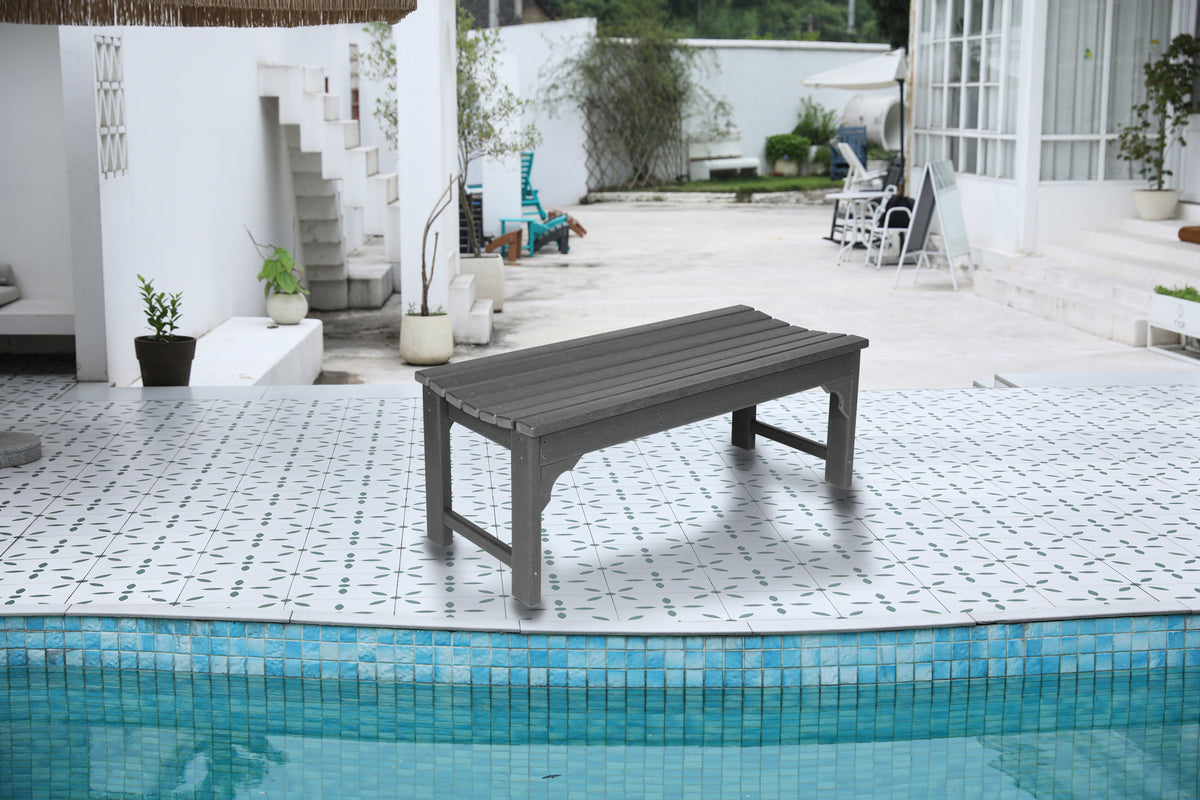 Gray HDPE Adirondack Bench, 46.1 in Wide