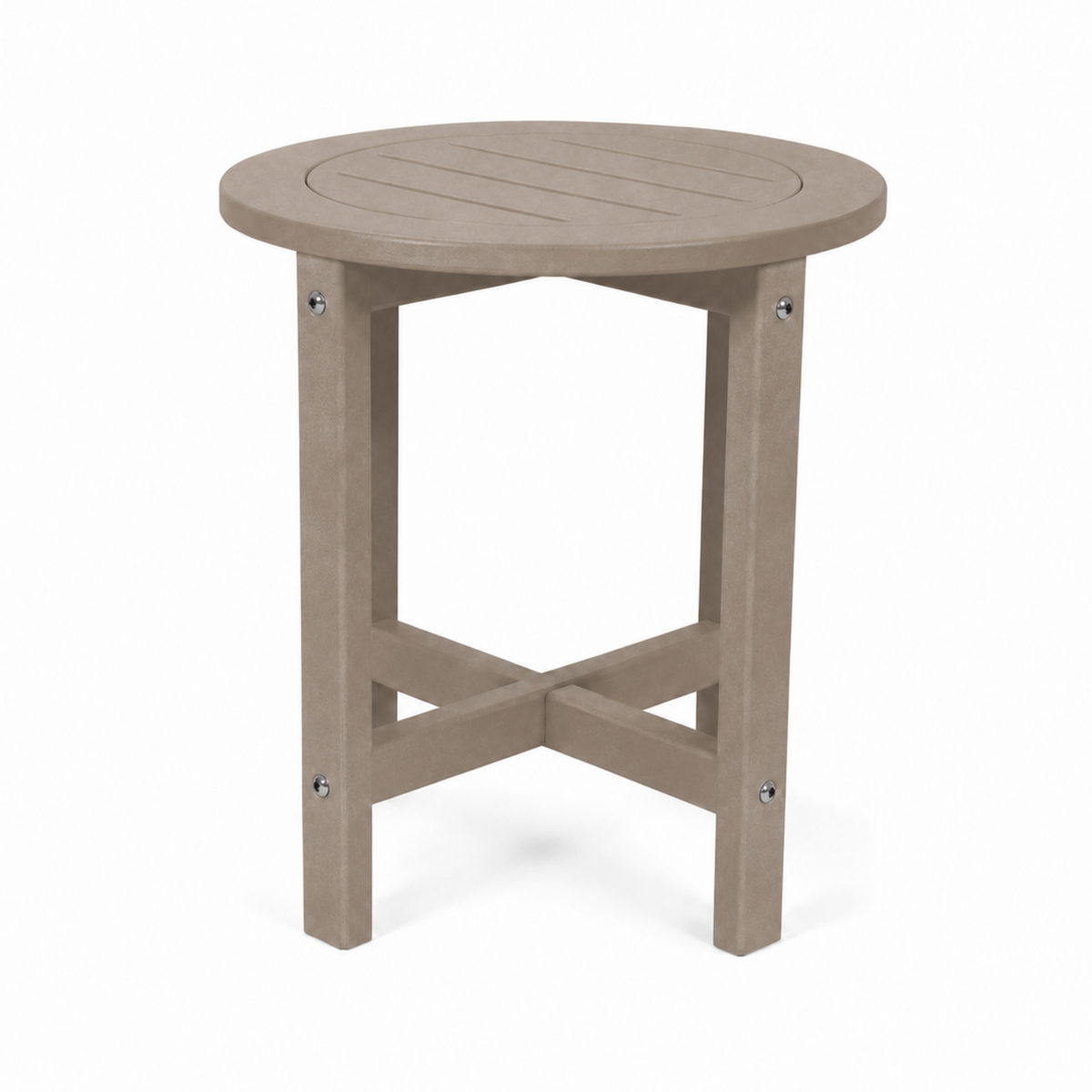 Brown HDPE Round Outdoor Side Table