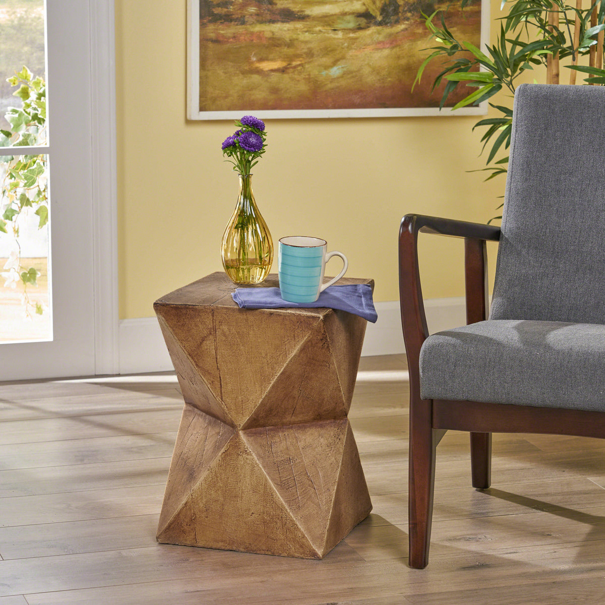Natural Outdoor Side Table, 17.8 in Tall