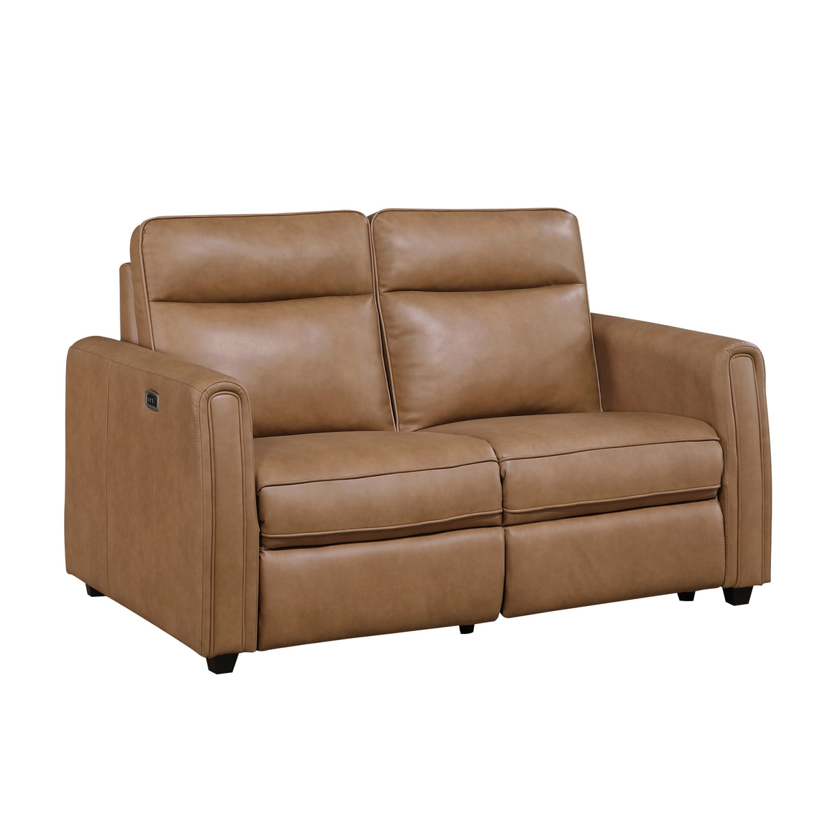 Brown Vegan Leather Power Reclining Loveseat, 59 in Wide