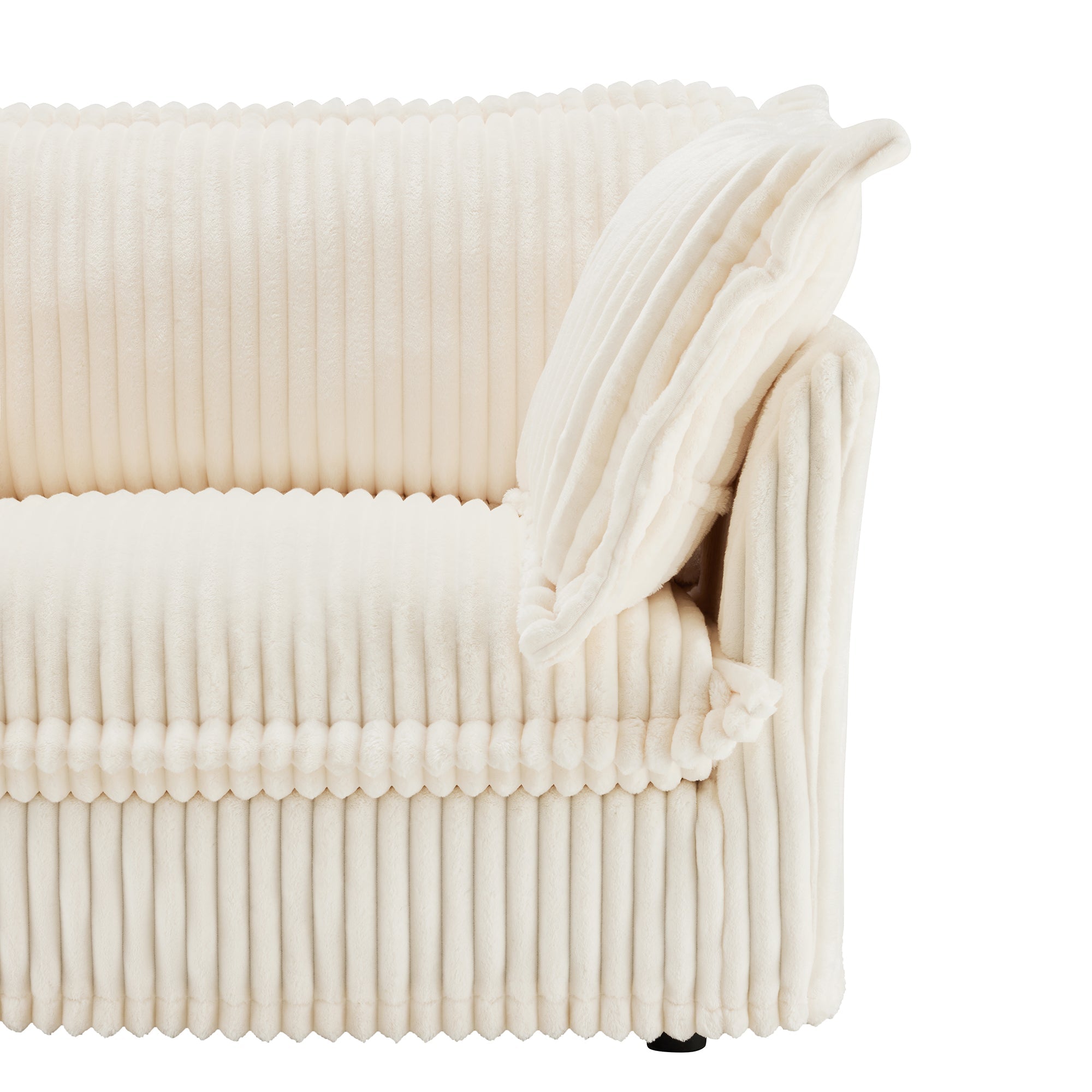 Fluffy 4-Seat Modular Sofa in Corduroy Cream #OttOnly_2 #Fabric_Corduroy Cream