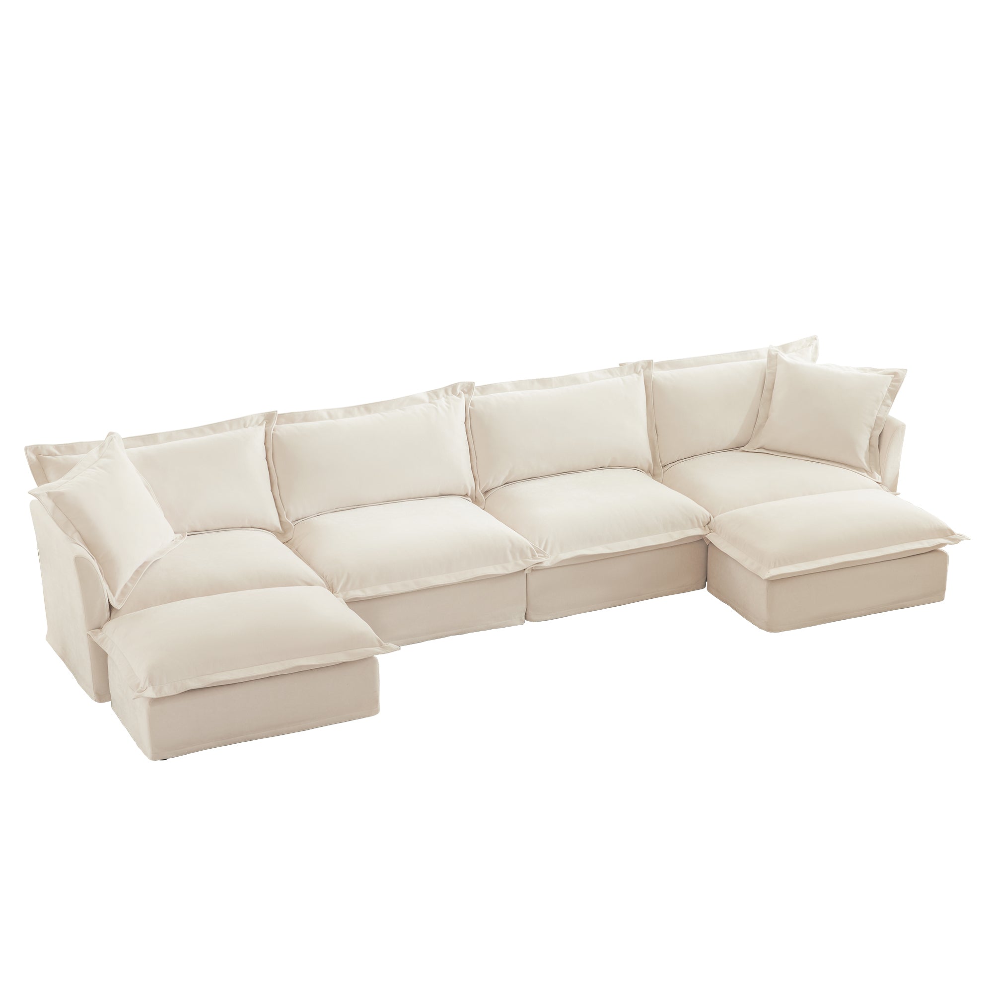Fluffy 4-Seat Modular Sofa in Chenille Cream #OttOnly_2 #Fabric_Chenille Cream