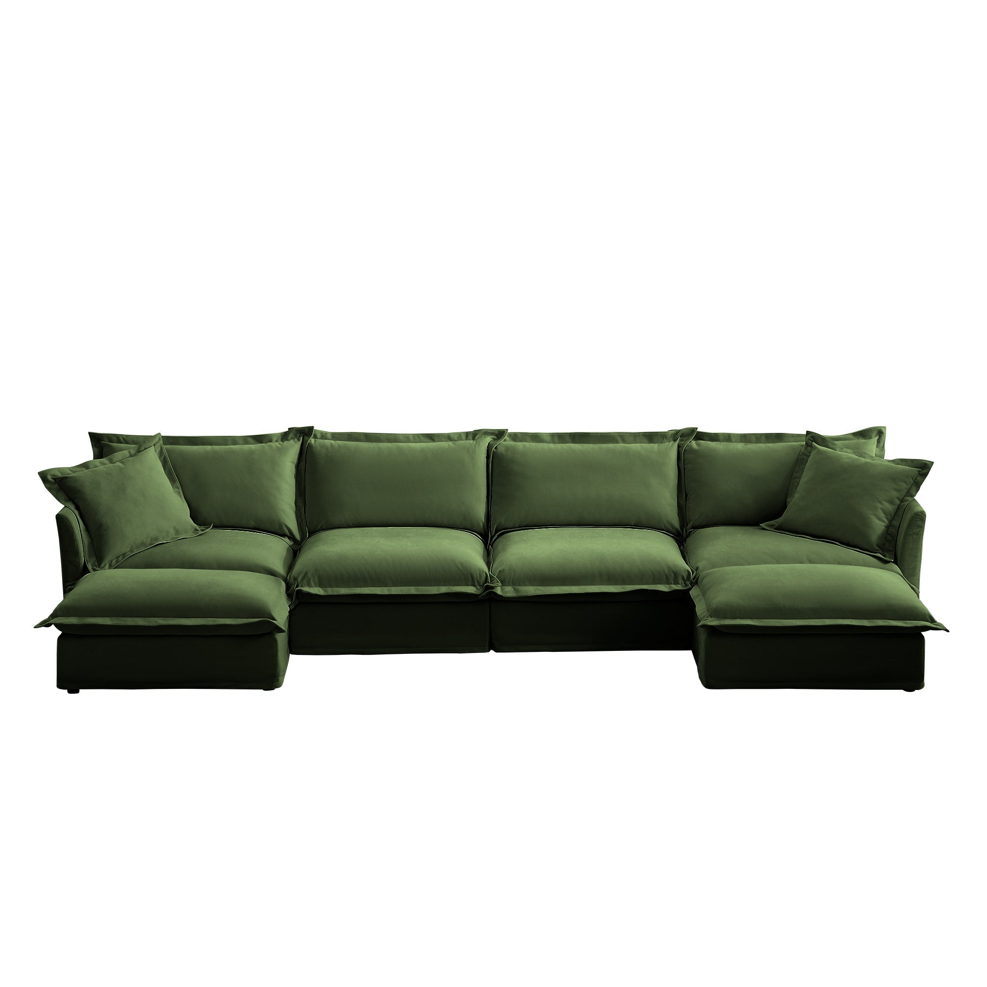 Fluffy 4-Seat Modular Sofa in Chenille Olive #OttOnly_2 #Fabric_Chenille Olive