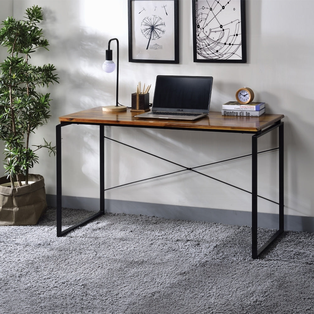 Industrial Solid Oak Writing Desk, 47 in, Oak