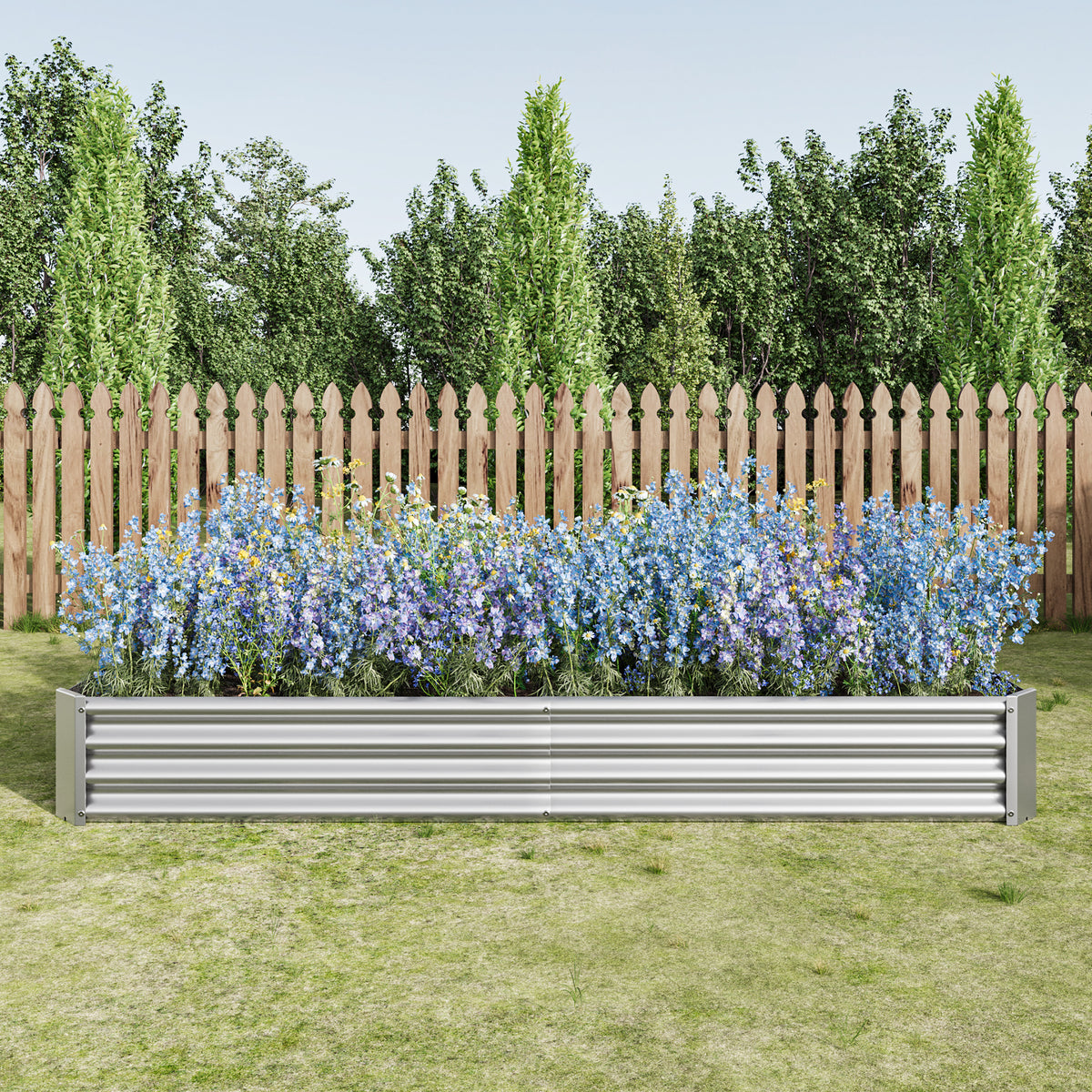 Silver Metal Raised Garden Bed
