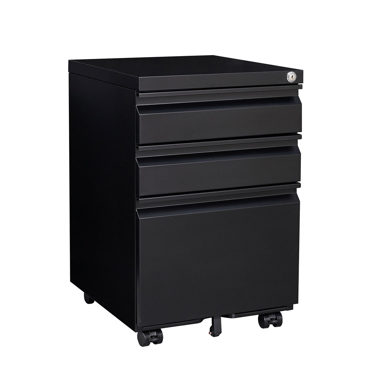 Contemporary Metal File Cabinet, 3 Drawers, Locking, 23.6 in Tall