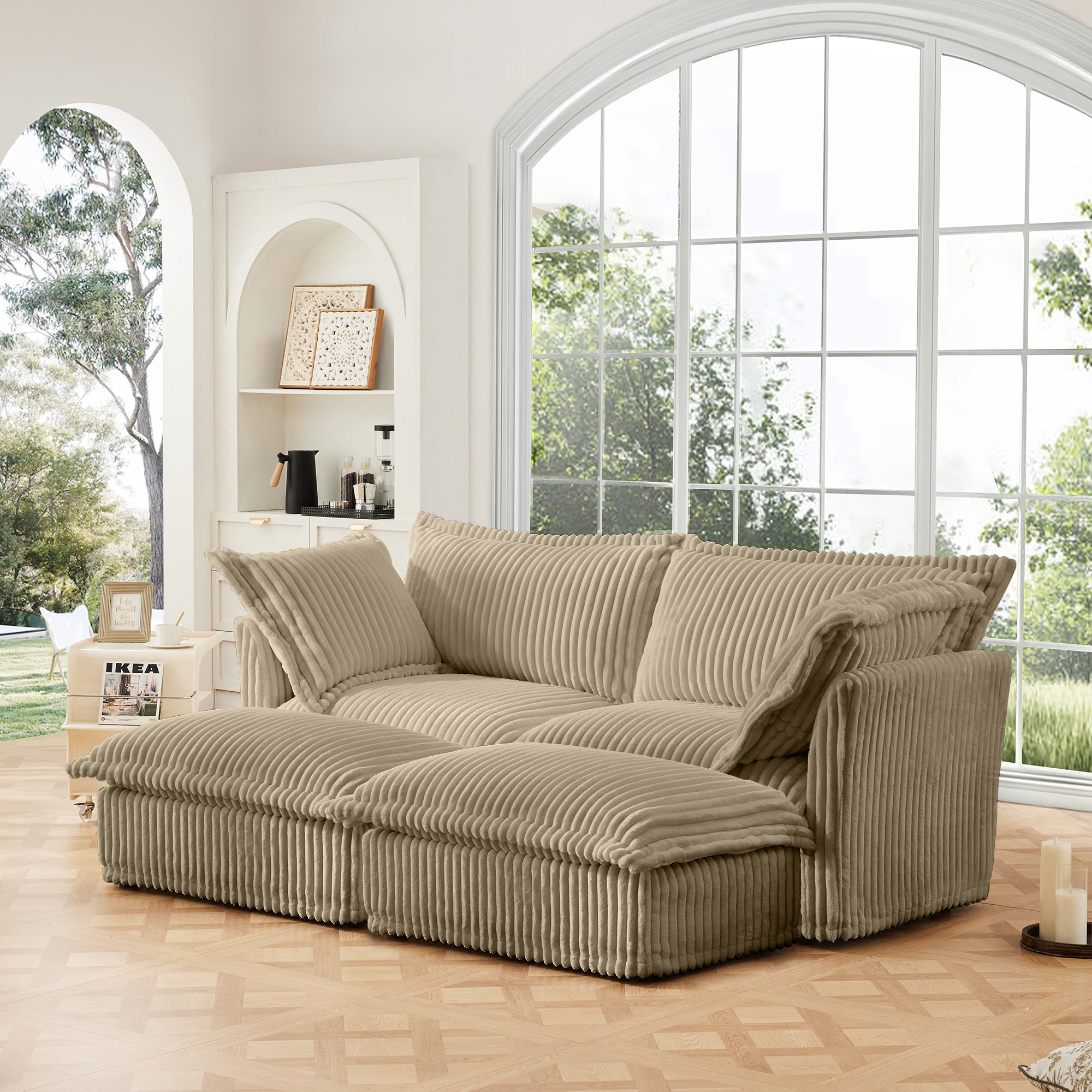 Fluffy 2-Seat Modular Sofa in Corduroy Camel #OttOnly_2 #Fabric_Corduroy Camel