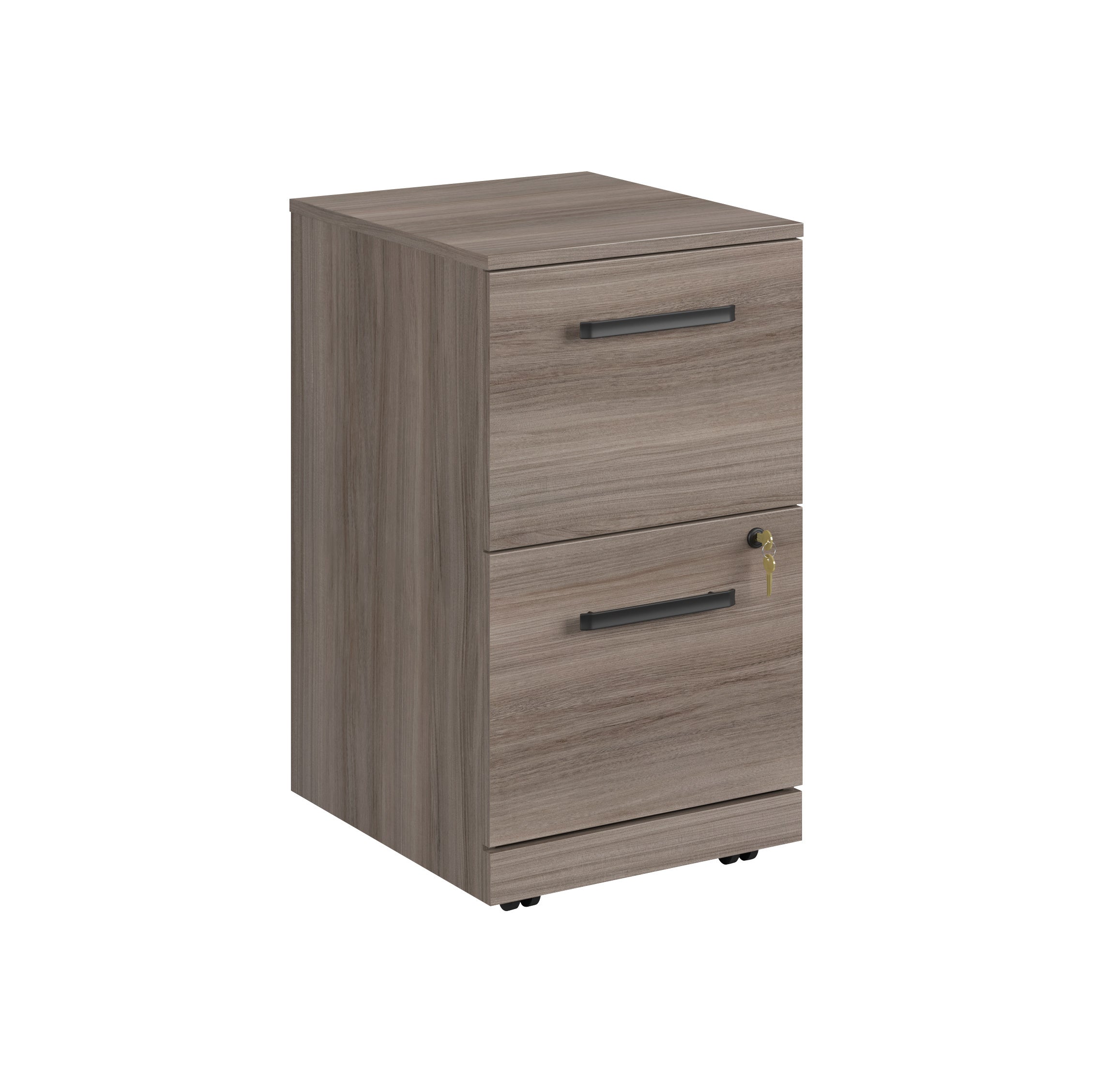 Rolling File Cabinet, 2 Drawers, Locking, 28.4 in Tall, Brown