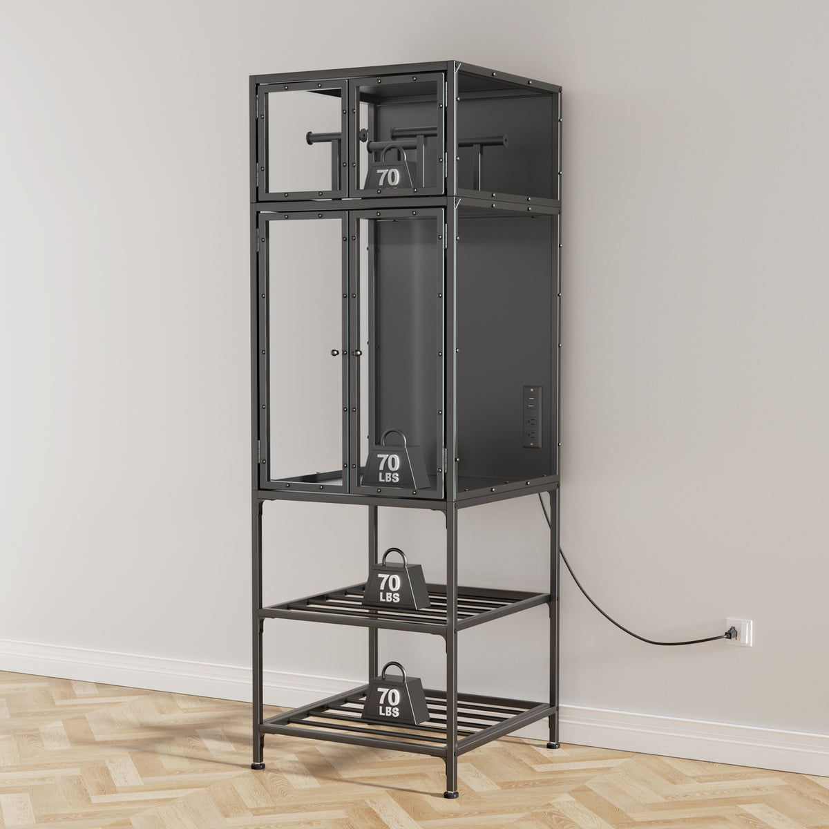 Metal Storage Cabinet, 69.1 in Tall, Black