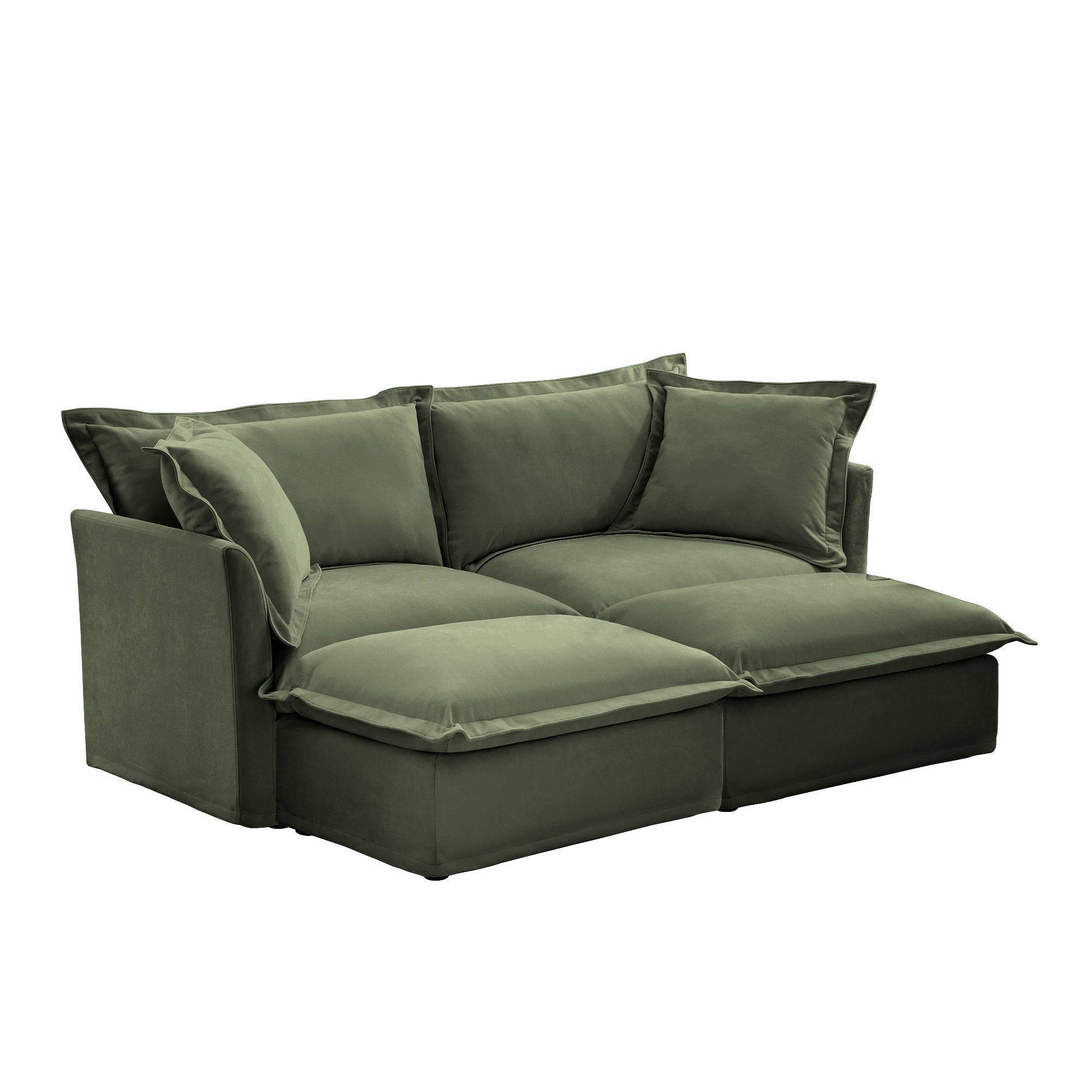 Fluffy 2-Seat Modular Sofa in Chenille Olive #OttOnly_2 #Fabric_Chenille Olive