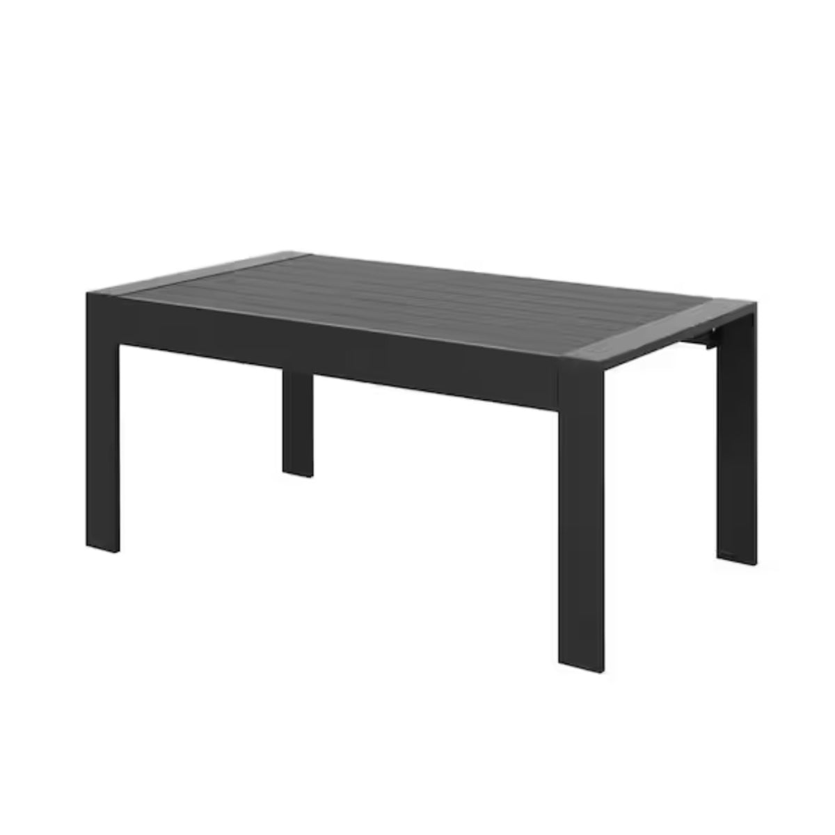Black Aluminum Rectangular Outdoor Coffee Table, 43 in Wide