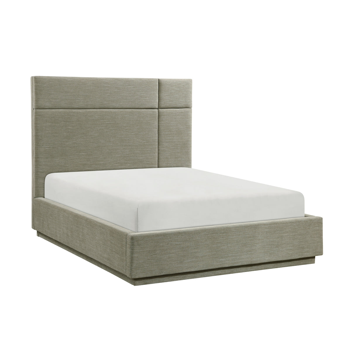 California King Platform Bed, Forest Green Upholstery