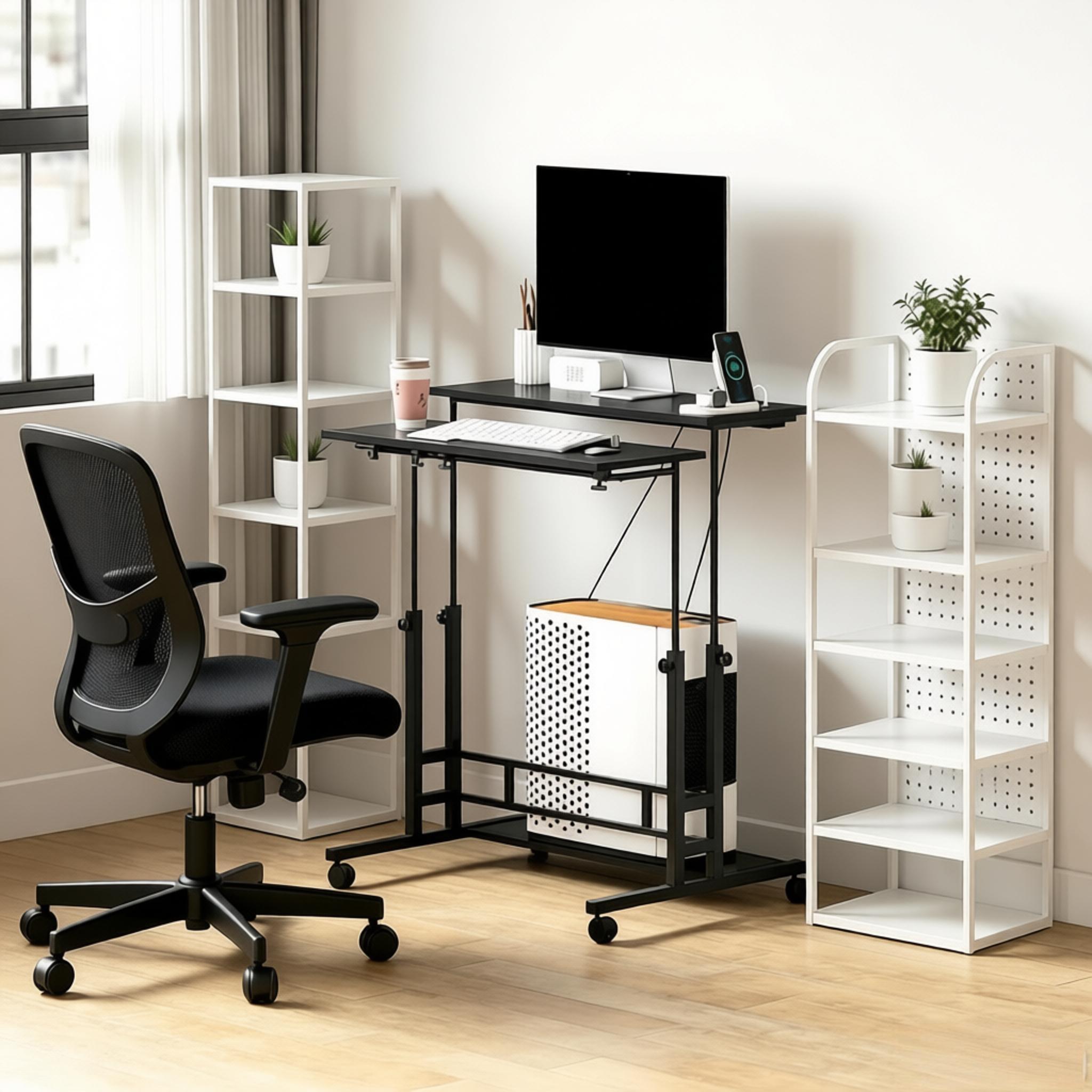Standing Desk, Height Adjustable, Charging Station, 31.5 in, Black