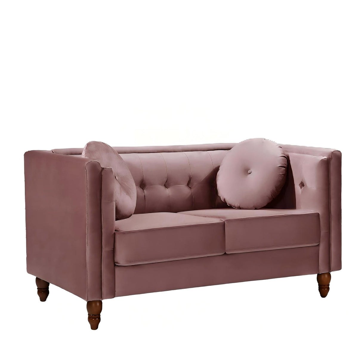 Pink Velvet 2-Seat Tufted Chesterfield Sofa, 58.3 in Wide