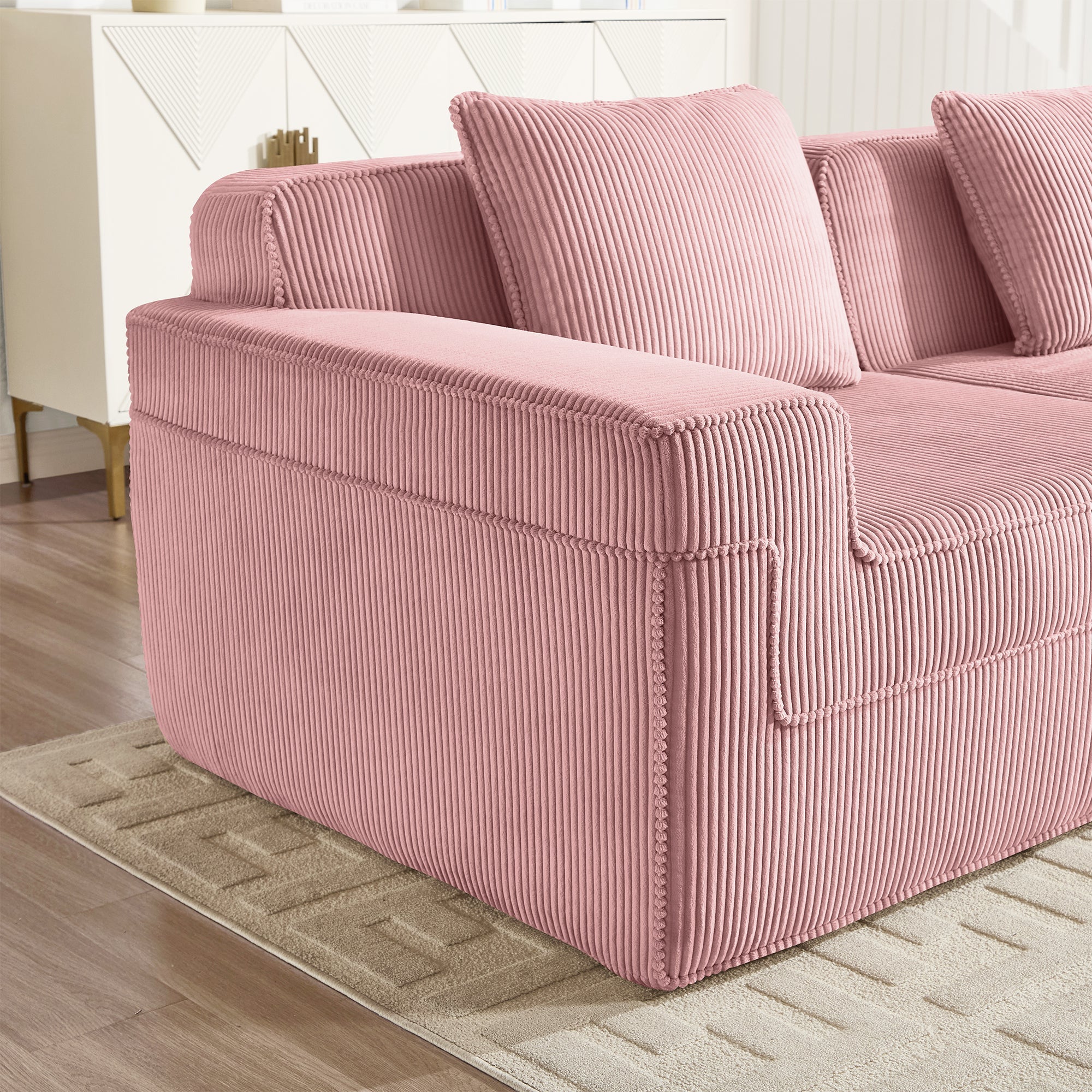 Hudson 3-Seat Boneless Couch in Pink #Color_Pink