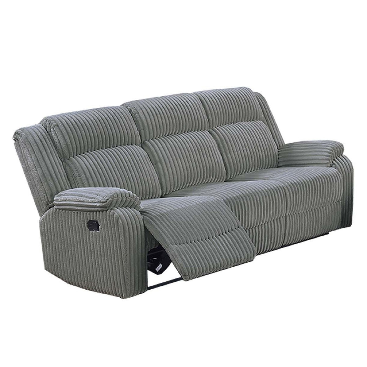 Gray Corduroy Reclining Sofa, 83 in Wide, Smoke