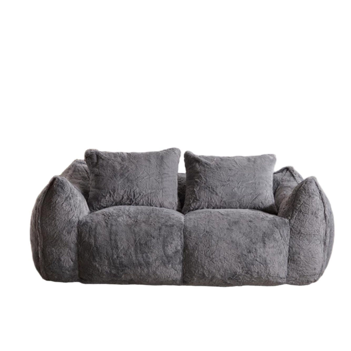 Gray Plush Bean Bag Sofa