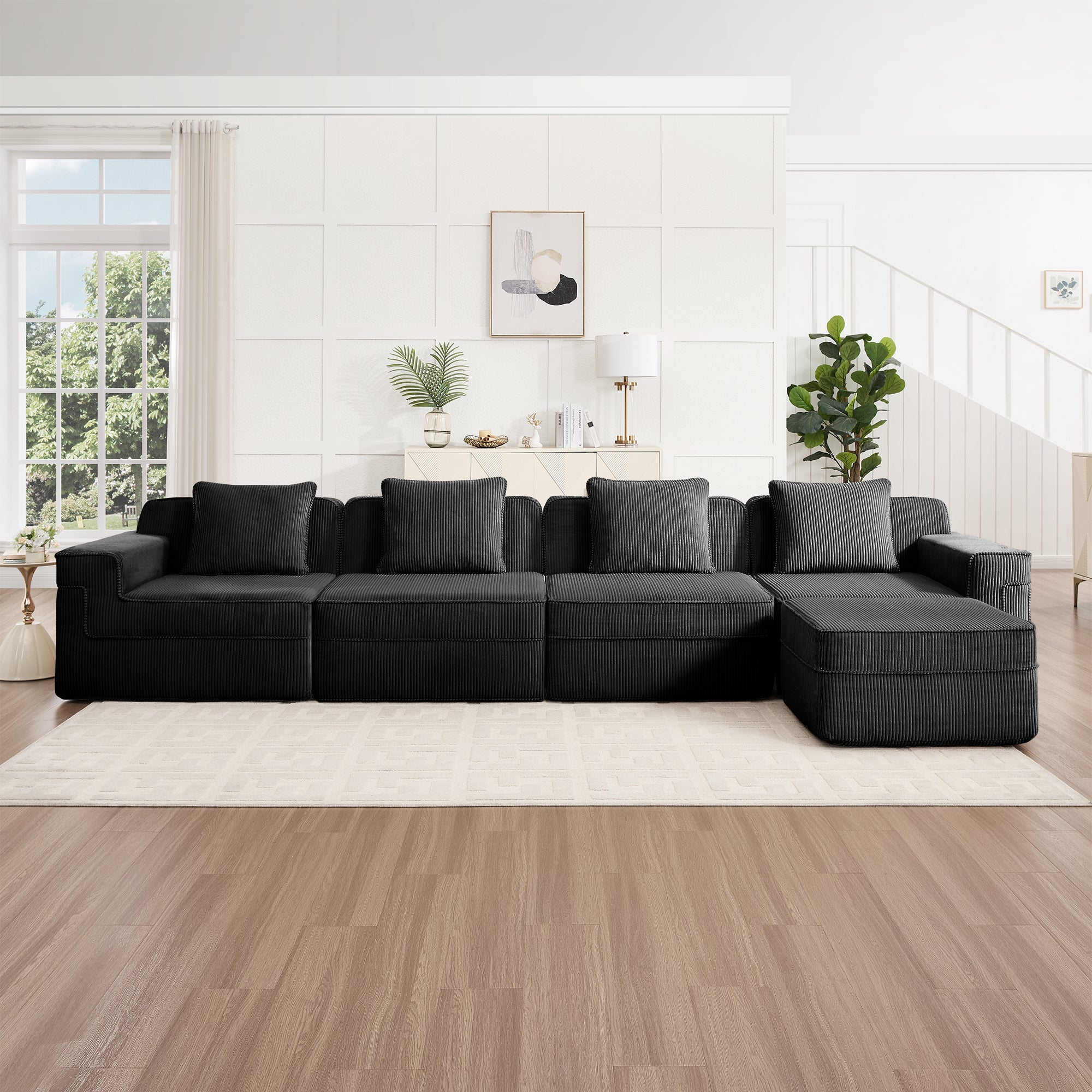 Hudson 4-Seat Boneless Couch in Black #OttOnly_1 #Color_Black